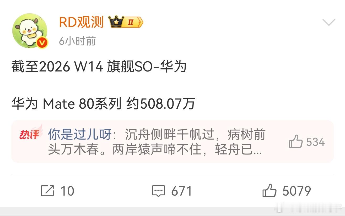 4个半月Mate80系列超过500万！信我说的吗？华为明年没有对手了？ 