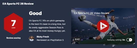 Electronic Arts足球年货游戏《EA SPORTS FC 26》已于