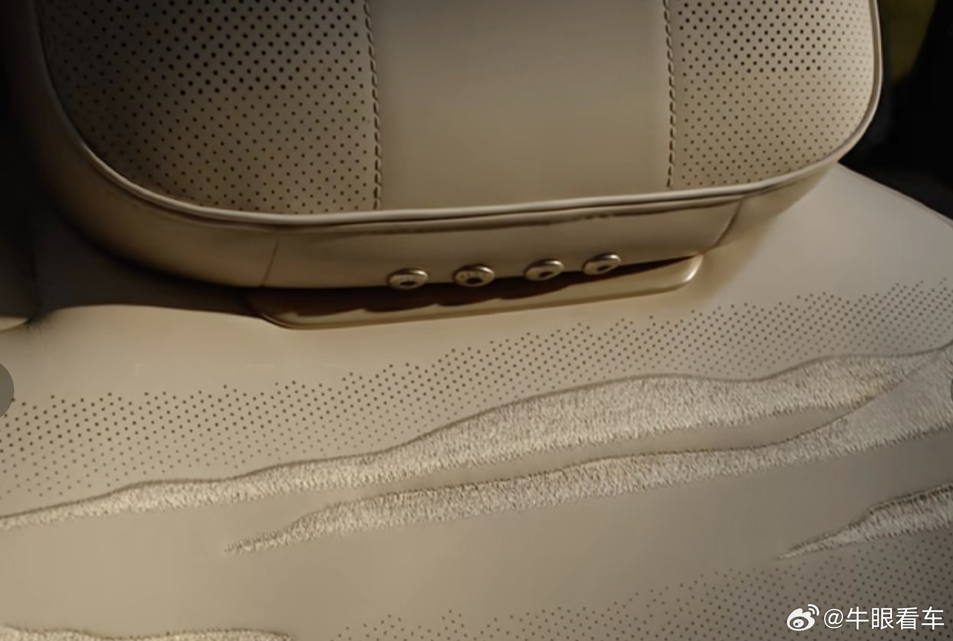 蔚来ES9这个第二排头枕下，盲猜肯定是有个软枕的，而且可以通过这个纽扣取电加热（