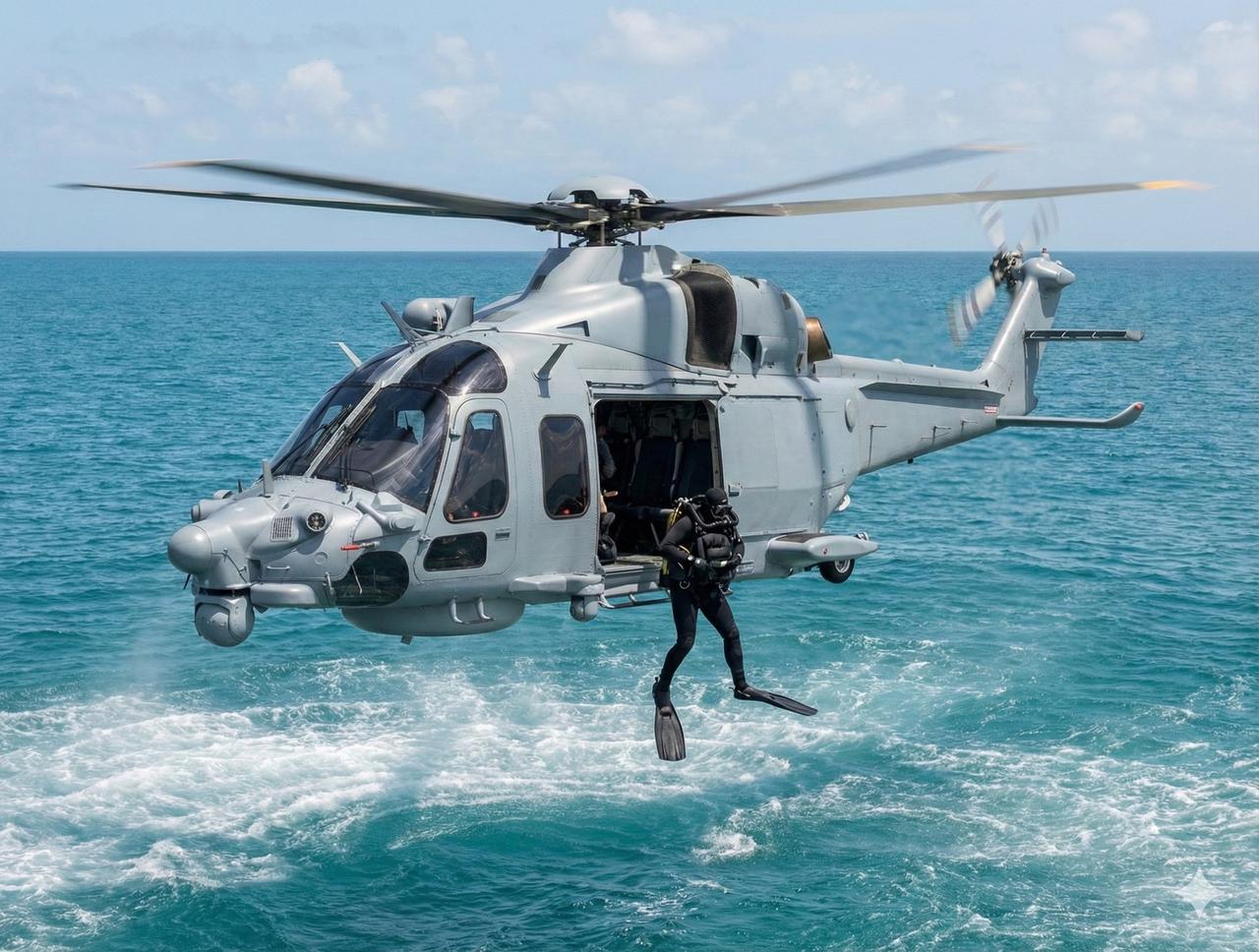 土耳其海军岛级护卫舰上的AW159“野猫”反潜直升机。