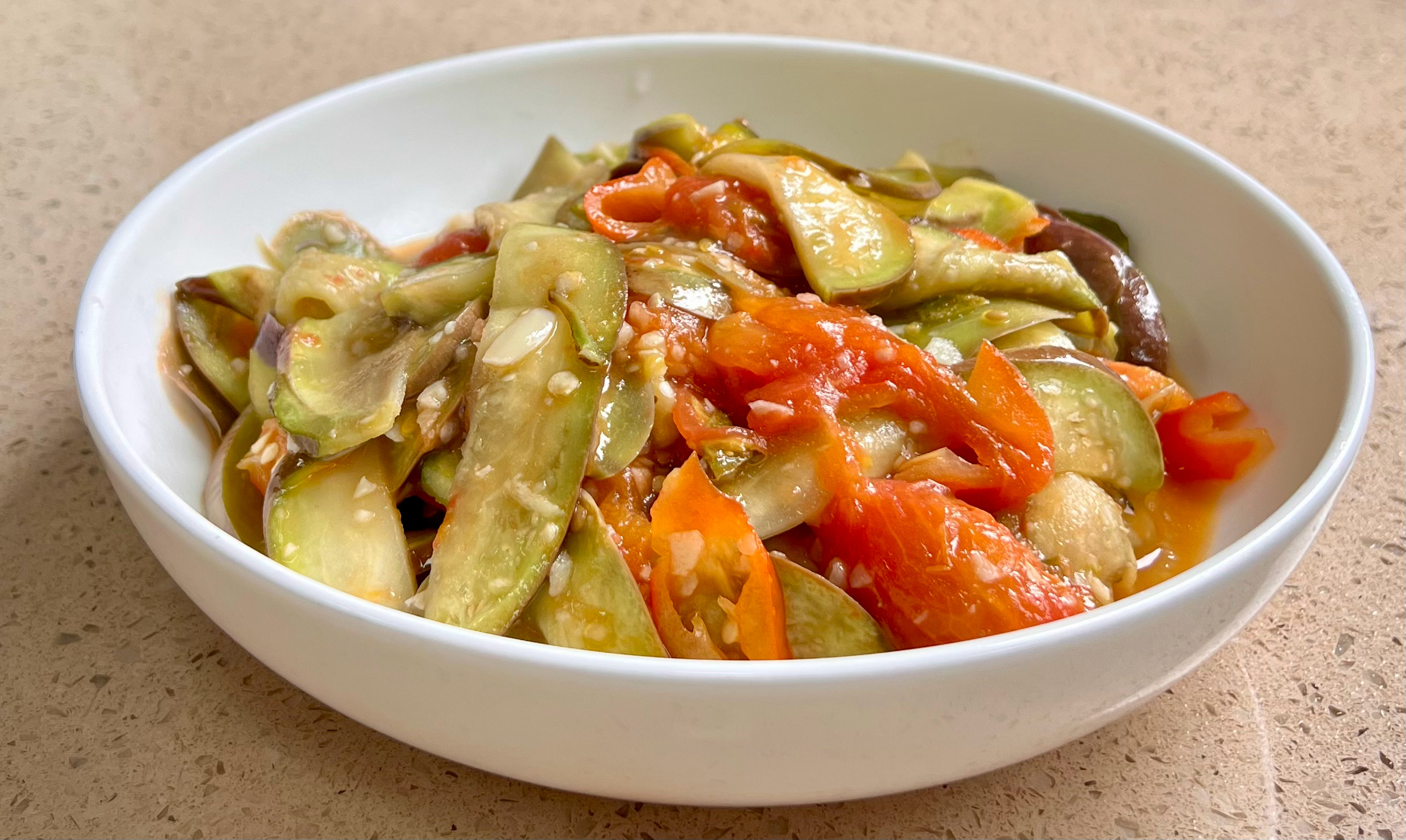 🍅炒🍆  香葱煎蛋  蒜蓉红薯叶 ​​​