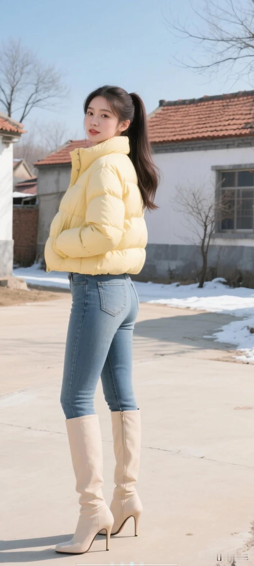 过年了，，老家的房子，街上还是没啥人啊。气质型女生穿搭