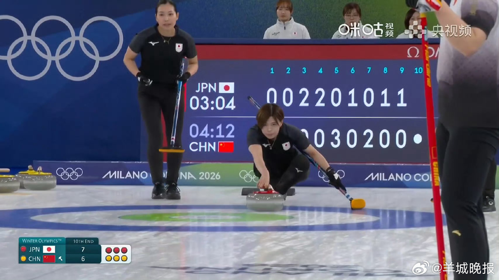 【#中国冰壶女队6比9日本队##中国冰壶队米兰冬奥收官#】米兰冬奥会冰壶循环赛最