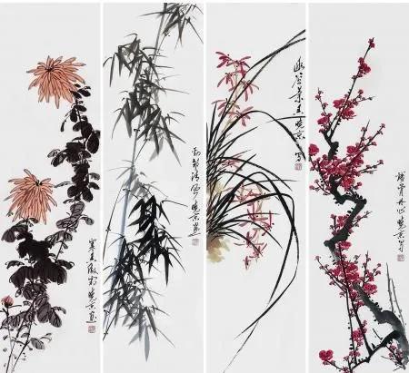 上联：梅兰竹菊画里魂；
下联：？？？