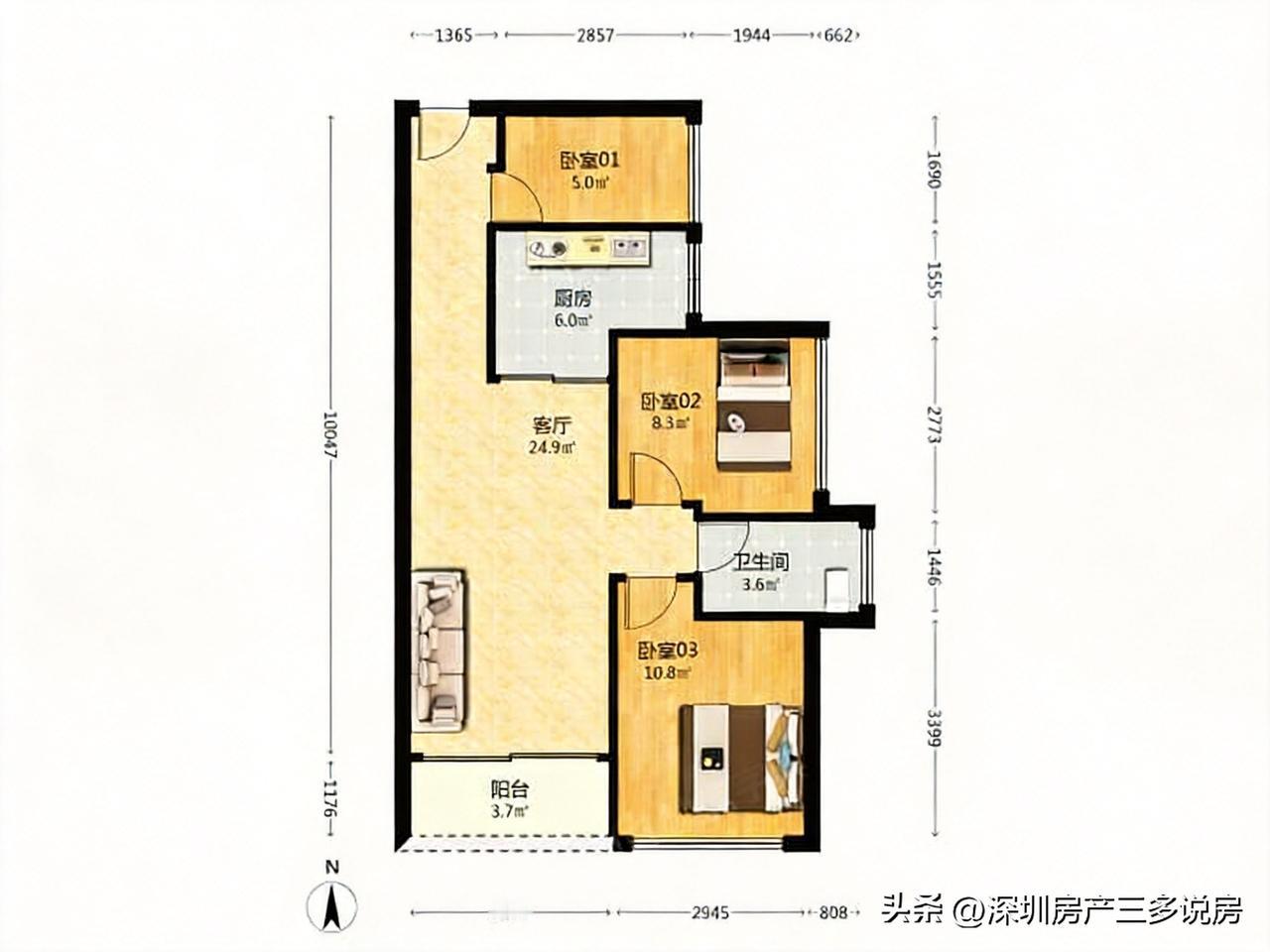 深圳龙岗丨320万80平南向精装3房近地铁
刚陪闺蜜看完这套房，她当场就心动到想