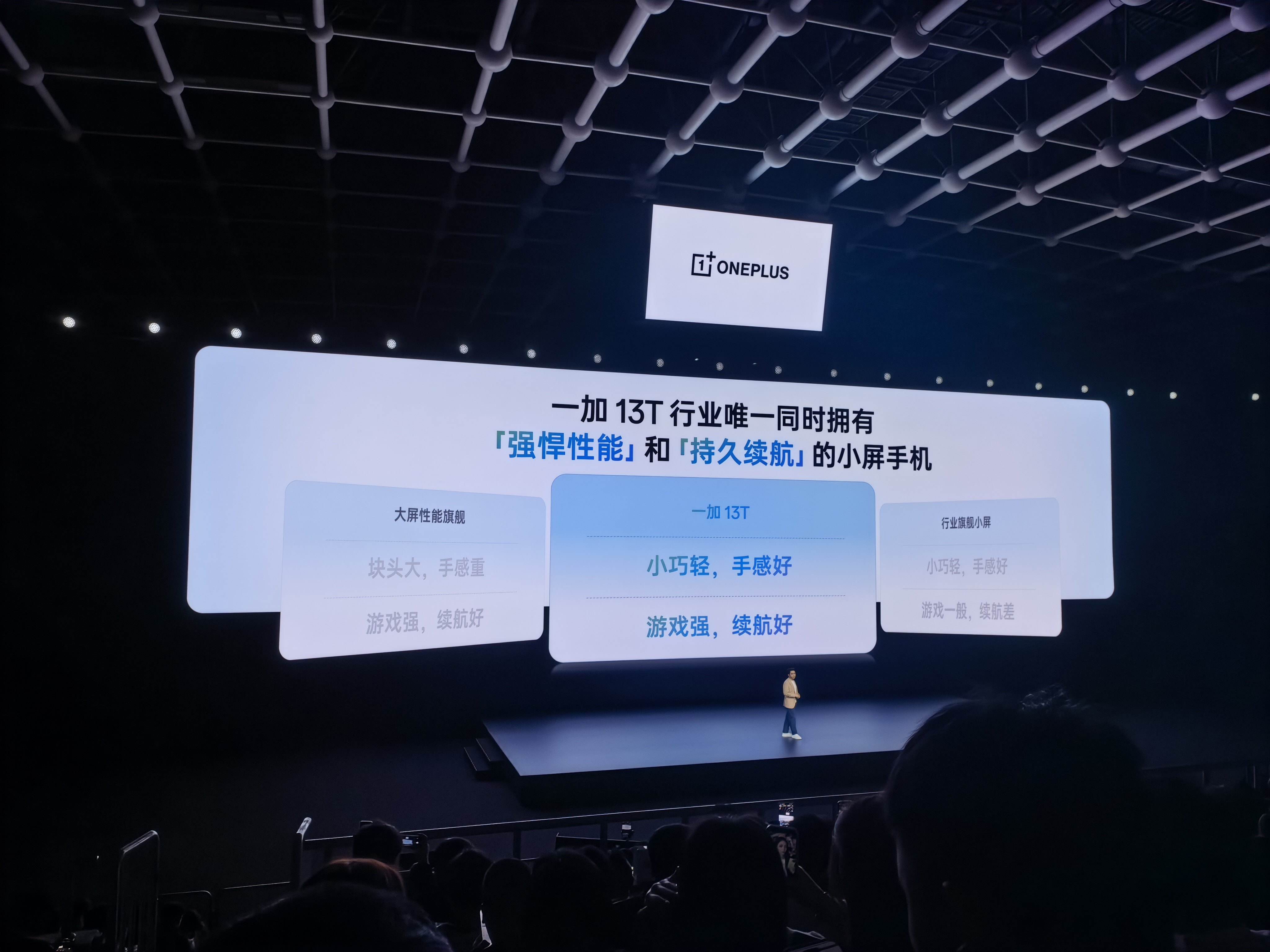 大屏性能旗舰虽然强但太笨重，传统小屏又牺牲游戏和续航。不过一加13T直接搞出个“