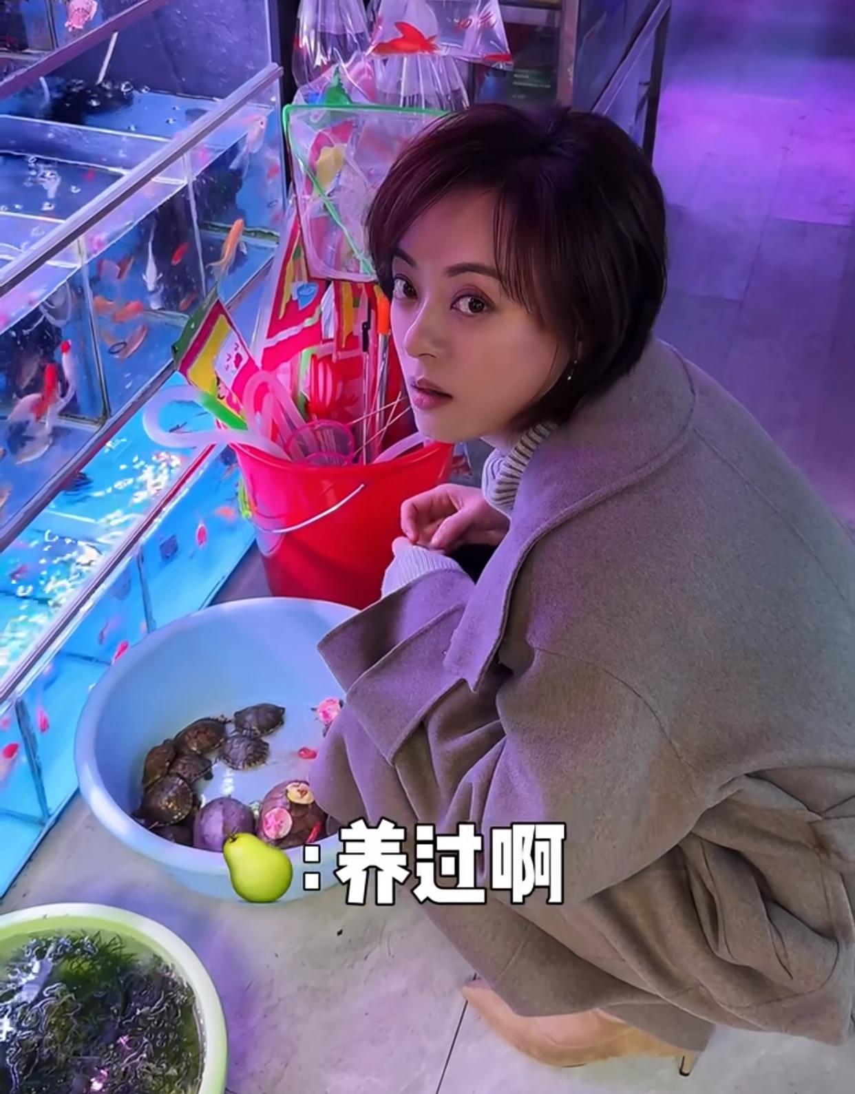 真的一直低估了孙俪的美貌，
就这么蹲在小摊贩前，
侧头回眸往上看的一瞬间“嬛嬛绝