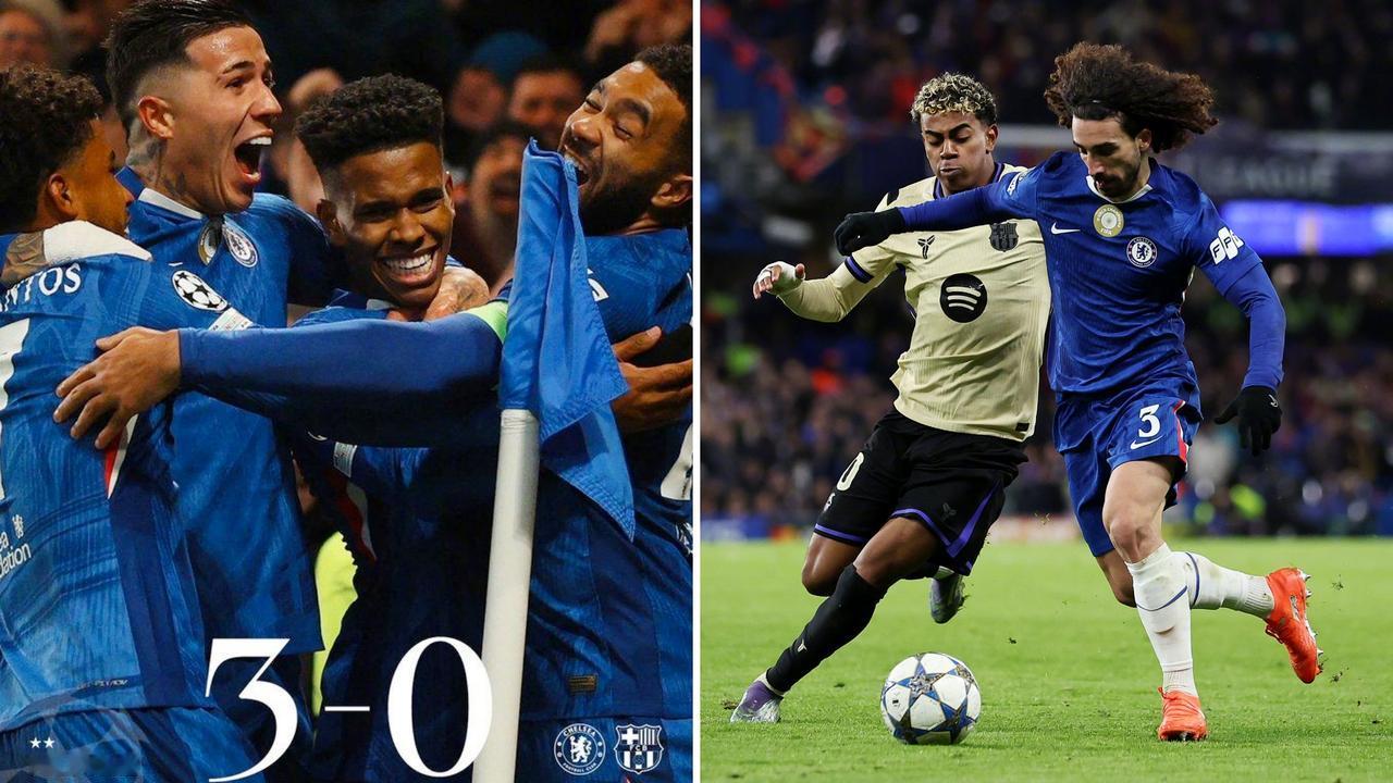 欧冠：切尔西主场3-0大胜巴塞罗那，各项赛事三连胜。
孔德送礼，阿劳霍染红，埃斯