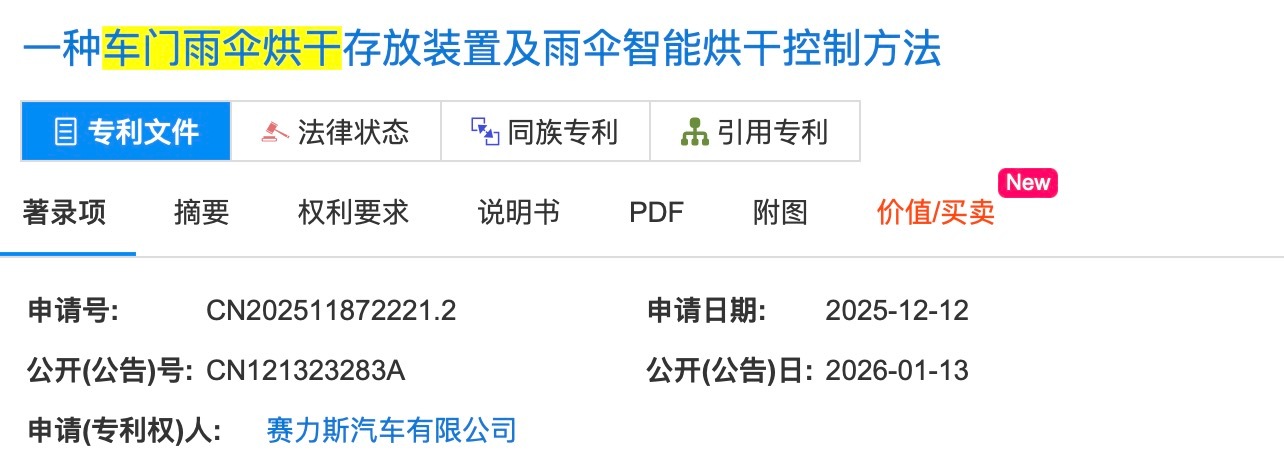 塞力斯汽车为了解决车内无专用的雨伞存放装置，将湿雨伞直接放置于座椅或地板，导致车