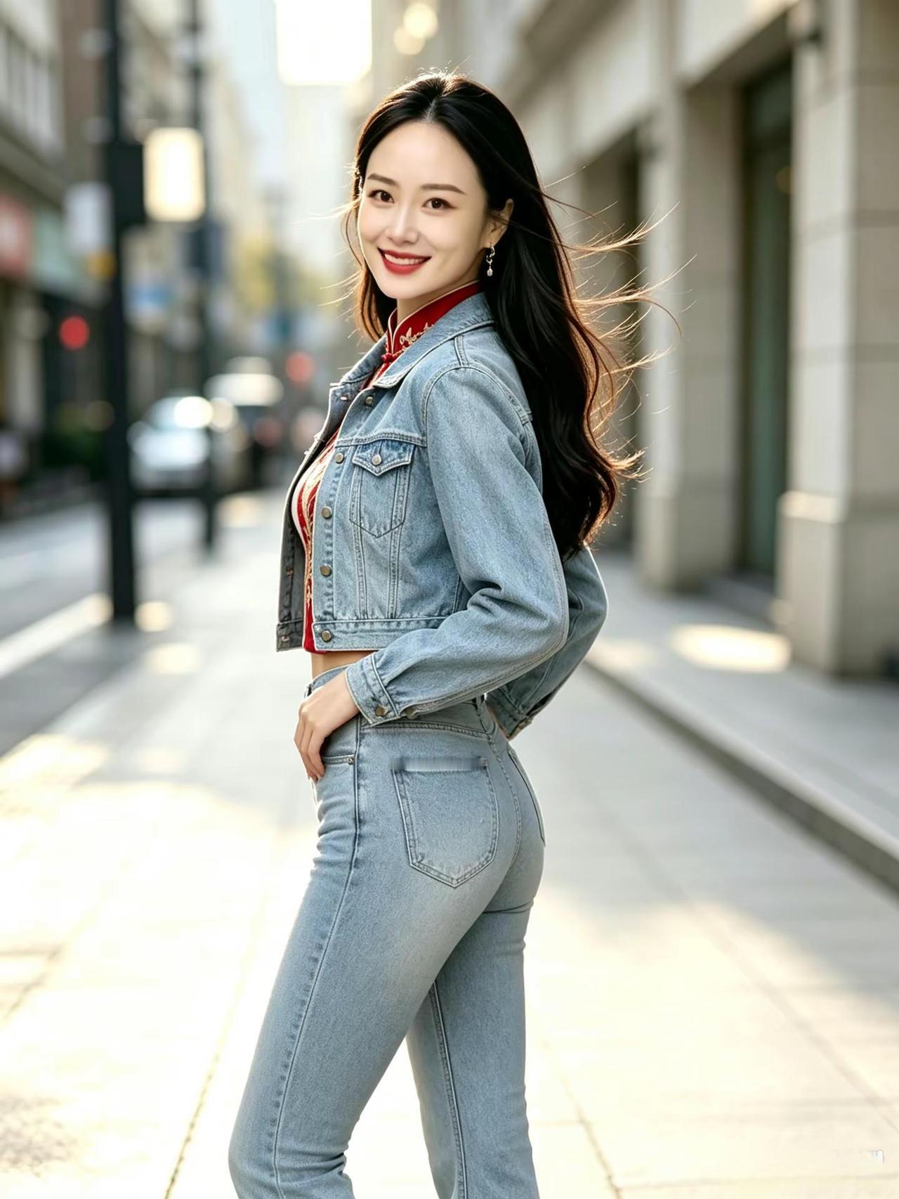 通勤穿搭参考 日常穿搭分享 街头时髦牛仔裤 印花丝巾 街头穿搭