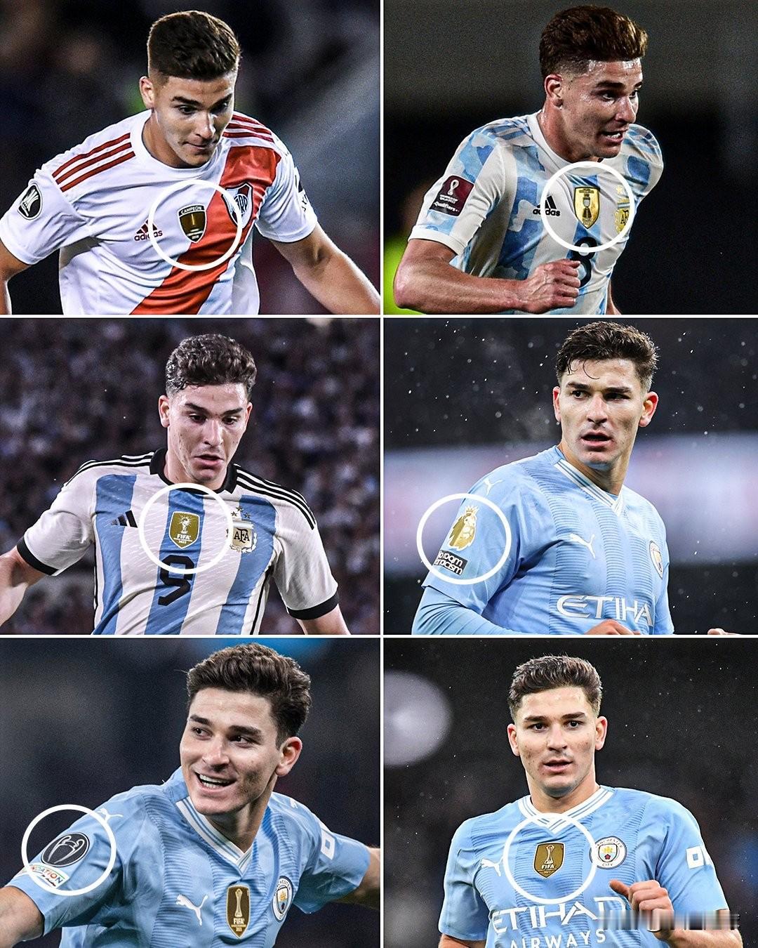 阿尔瓦雷斯在不到两年时间里完成了足球大满贯！

他以23岁前连夺世界杯、美洲杯、