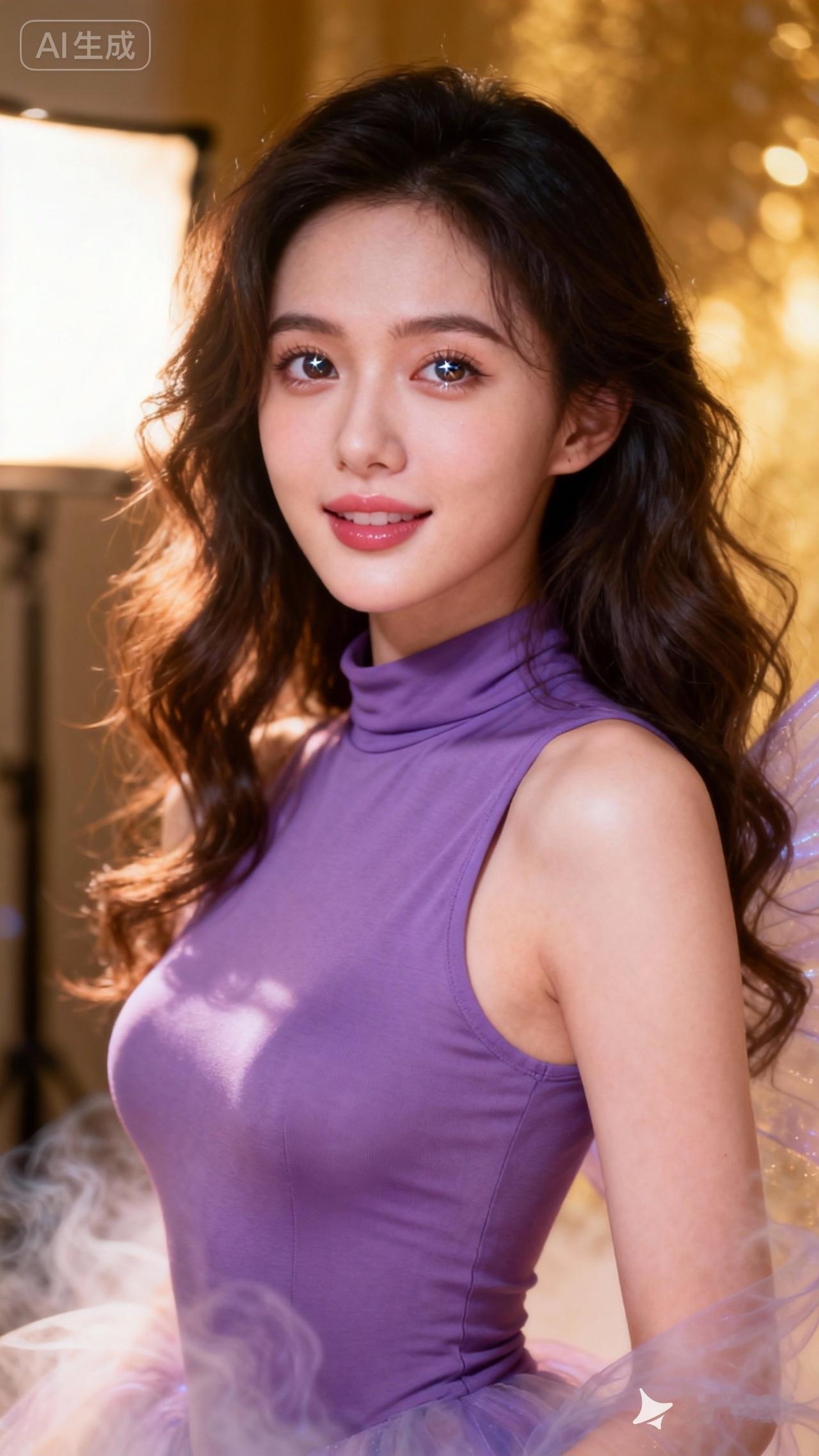 梦幻紫色礼服，仙女般的光芒✨