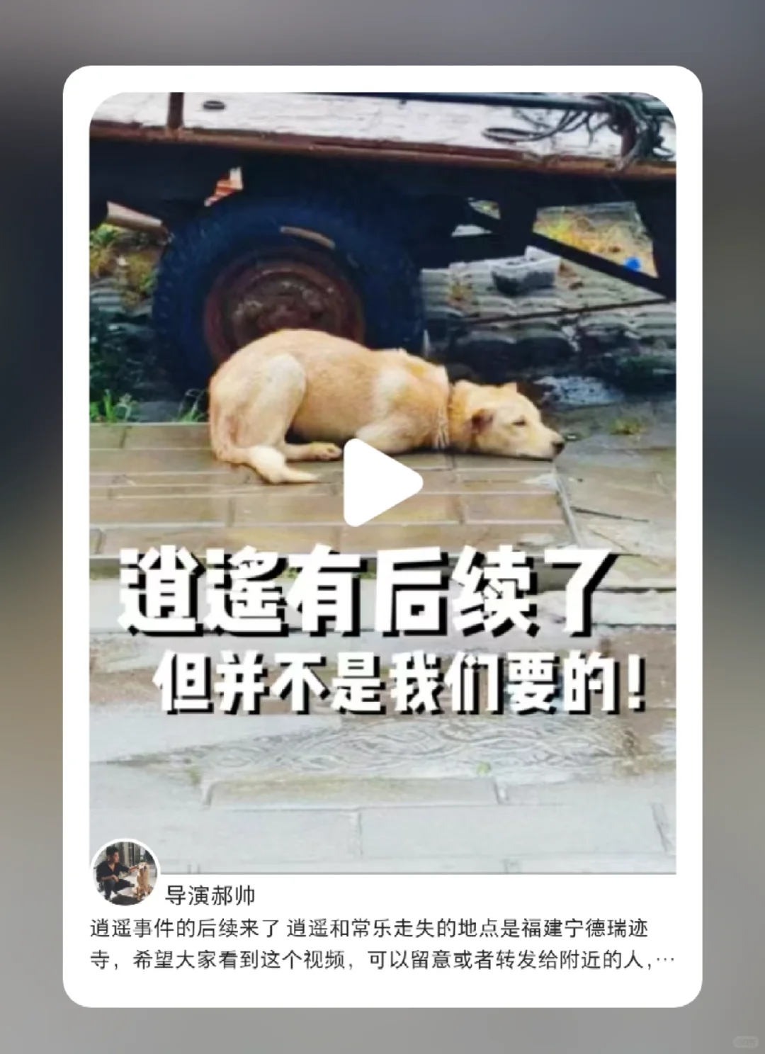 感谢郝帅导演帮忙发布寻找逍遥和常乐