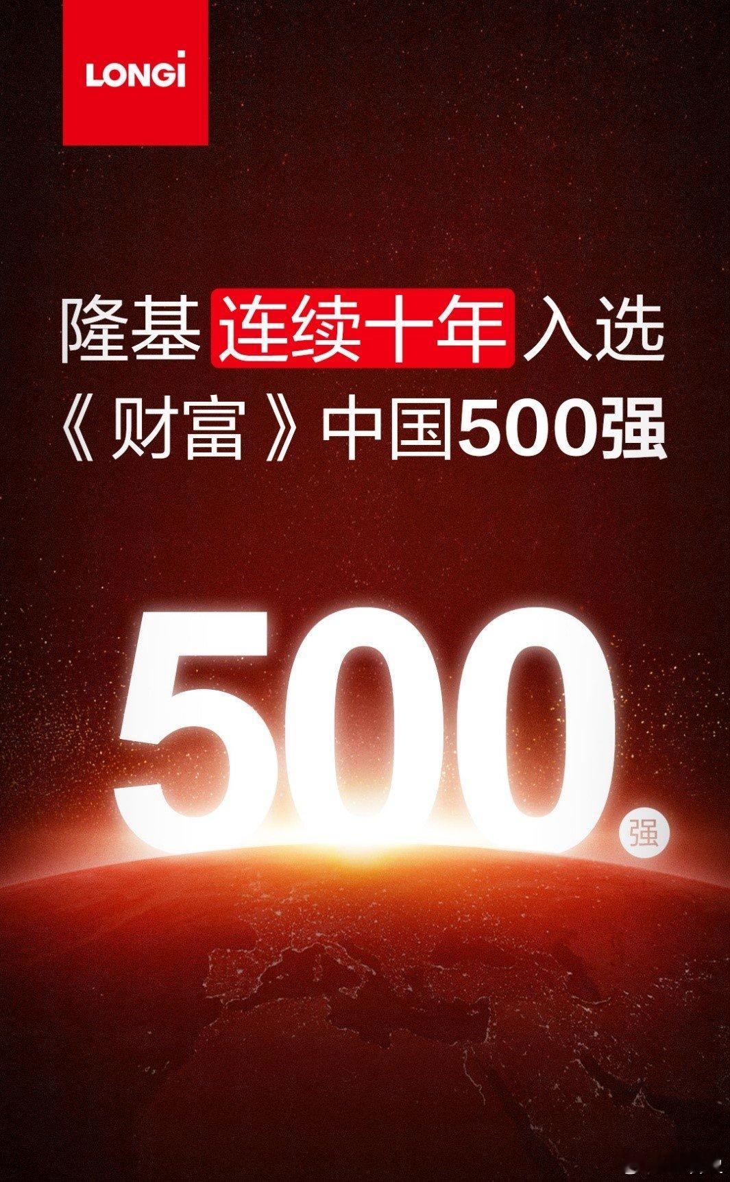 2026年榜单揭晓，隆基位列251位，连续十年在榜。但比“十年”更值得审视的是：