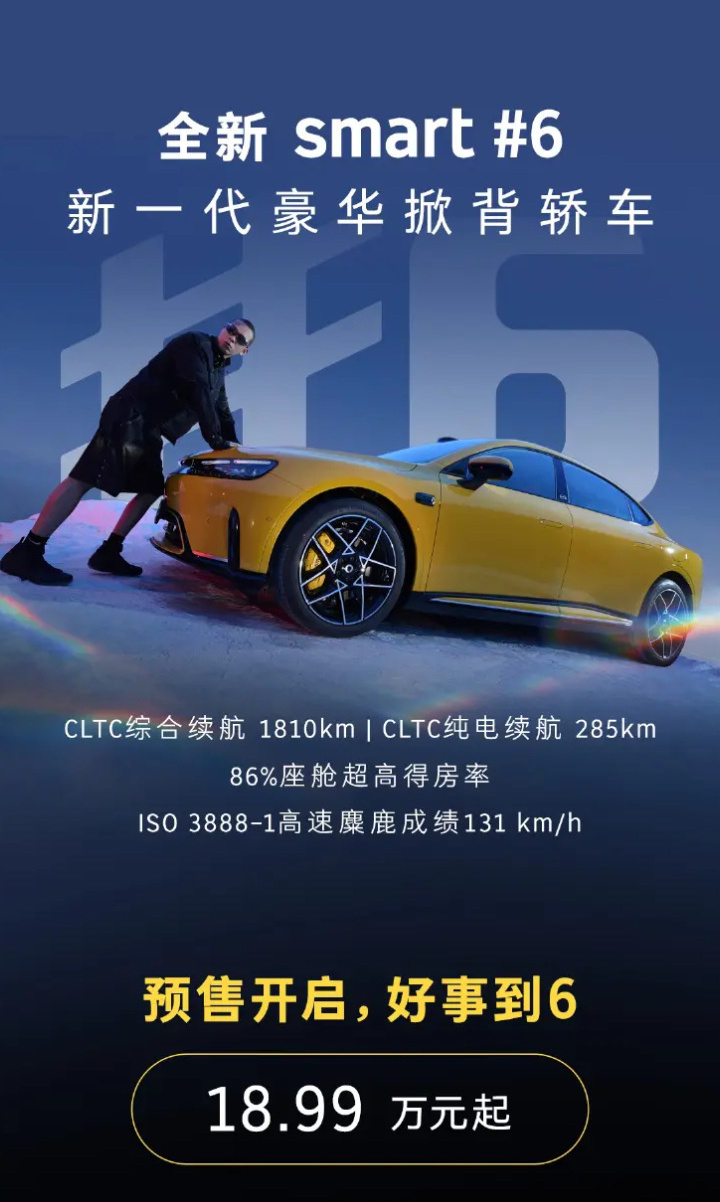车若初见 全新 smart6 预售，18.99万起，这个价格如何？ 