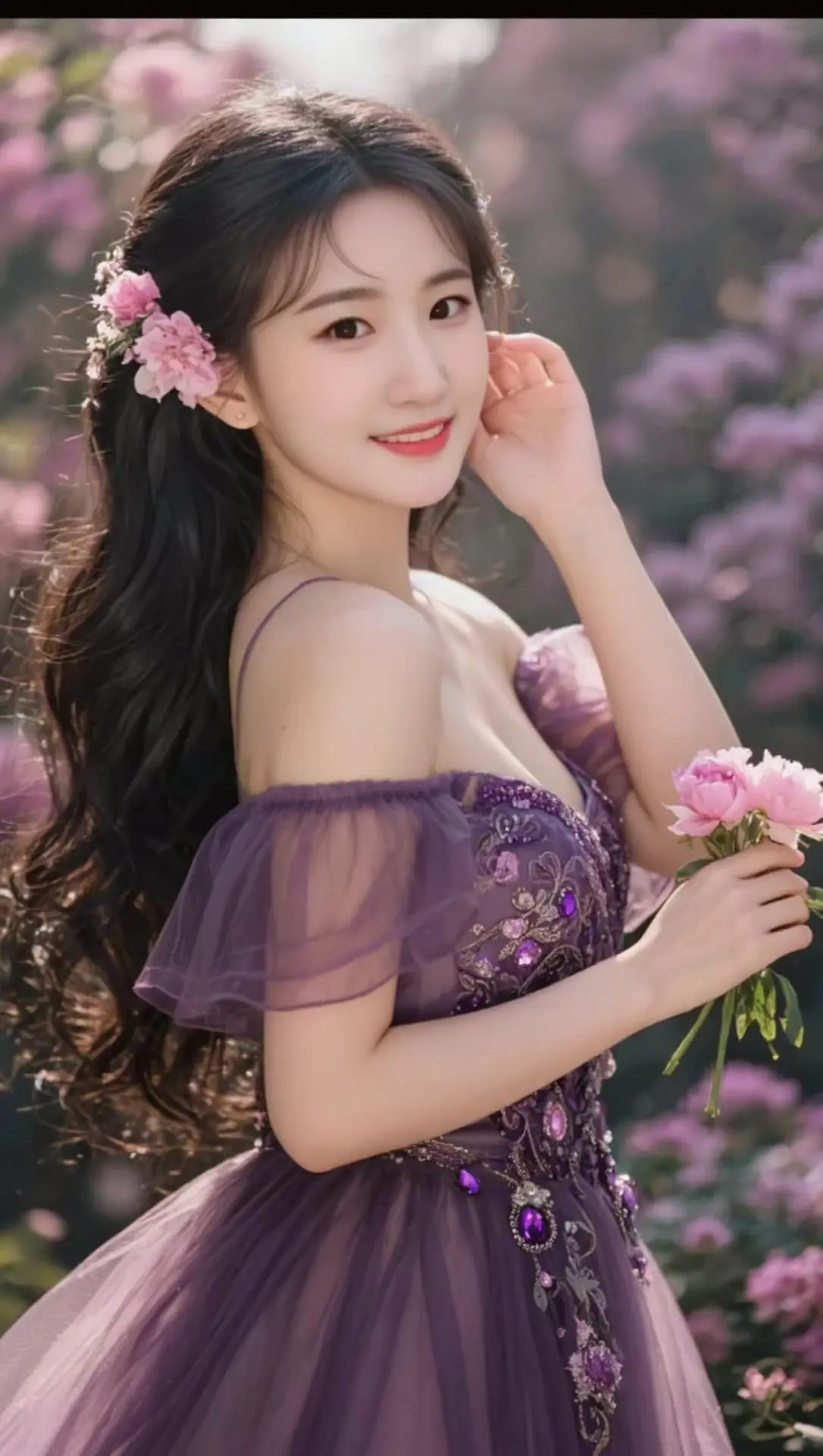 AI梦幻紫纱写真 随变ai随便玩