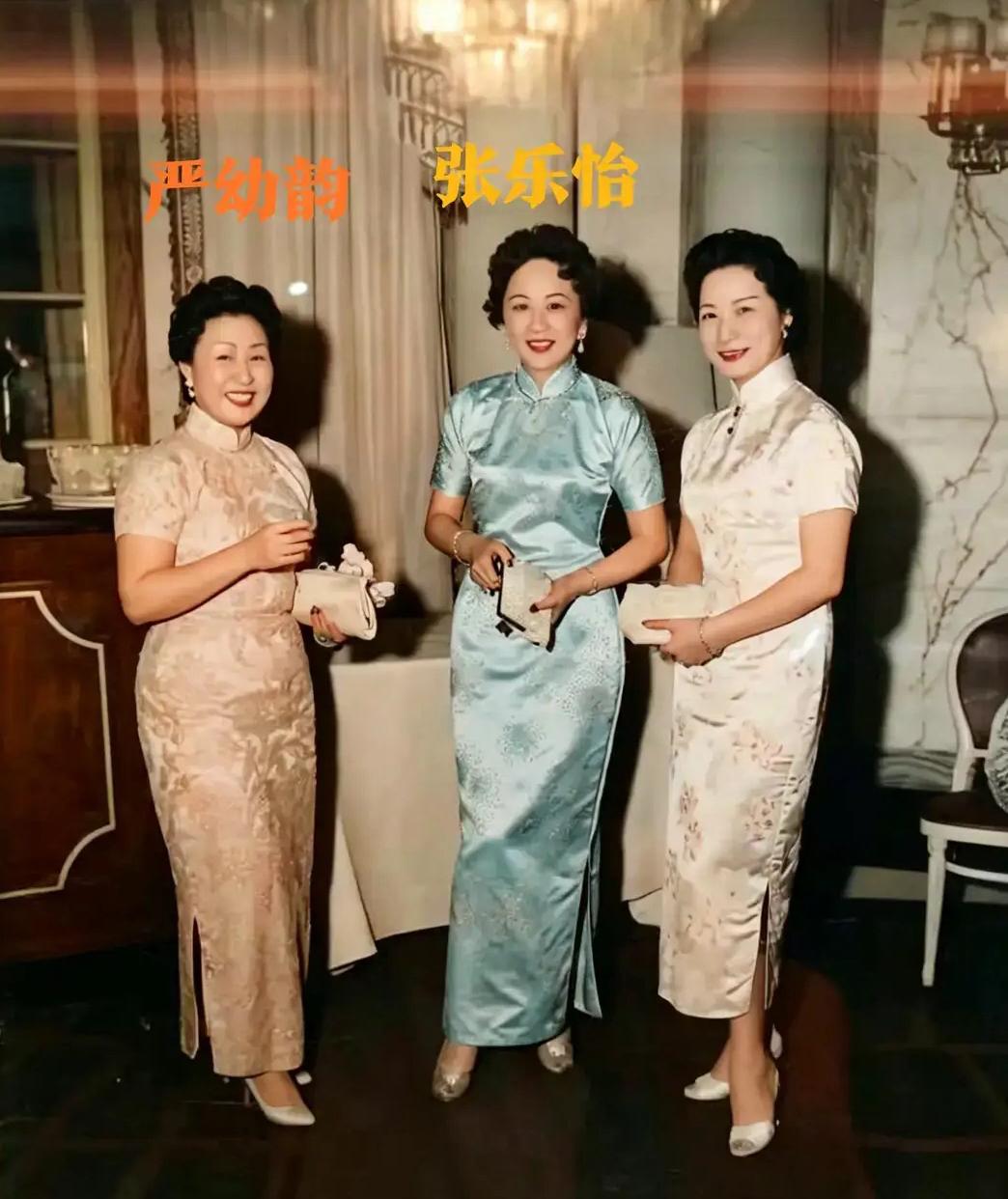 50年代，宋子文夫人张乐怡和顾维钧夫人严幼韵以及潘振坤三人在曼哈顿聚会时的一张留