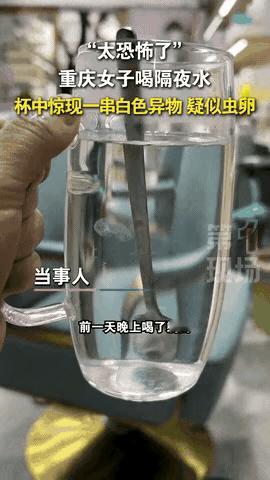重庆一女子遇到一件十分恶心的事，她晚上喝水时，先倒了一杯水，第二天起来准备喝时发