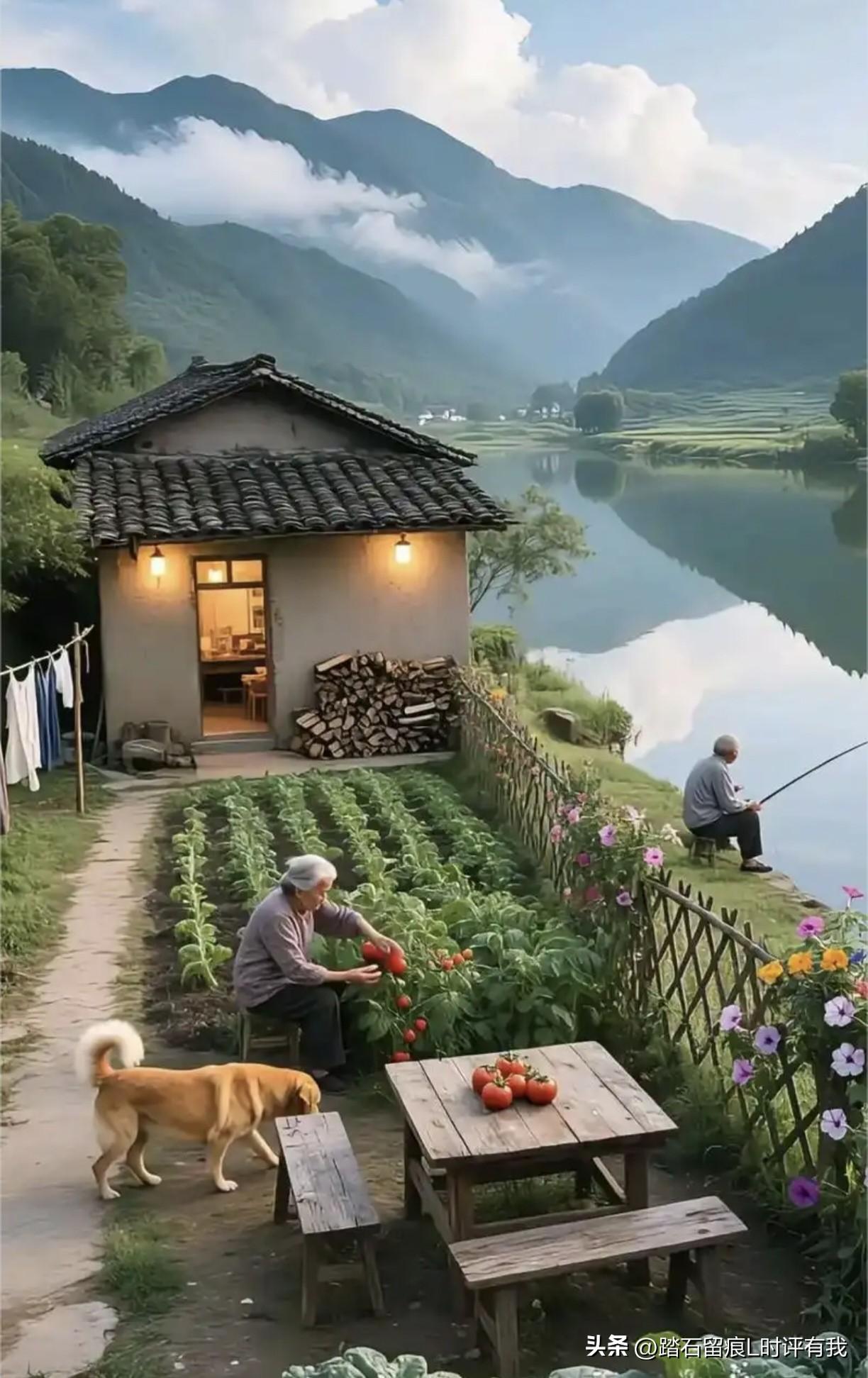 若干年以后，一支钓鱼竿，一块儿小菜地，归隐山林，一间小屋，乐在其中！