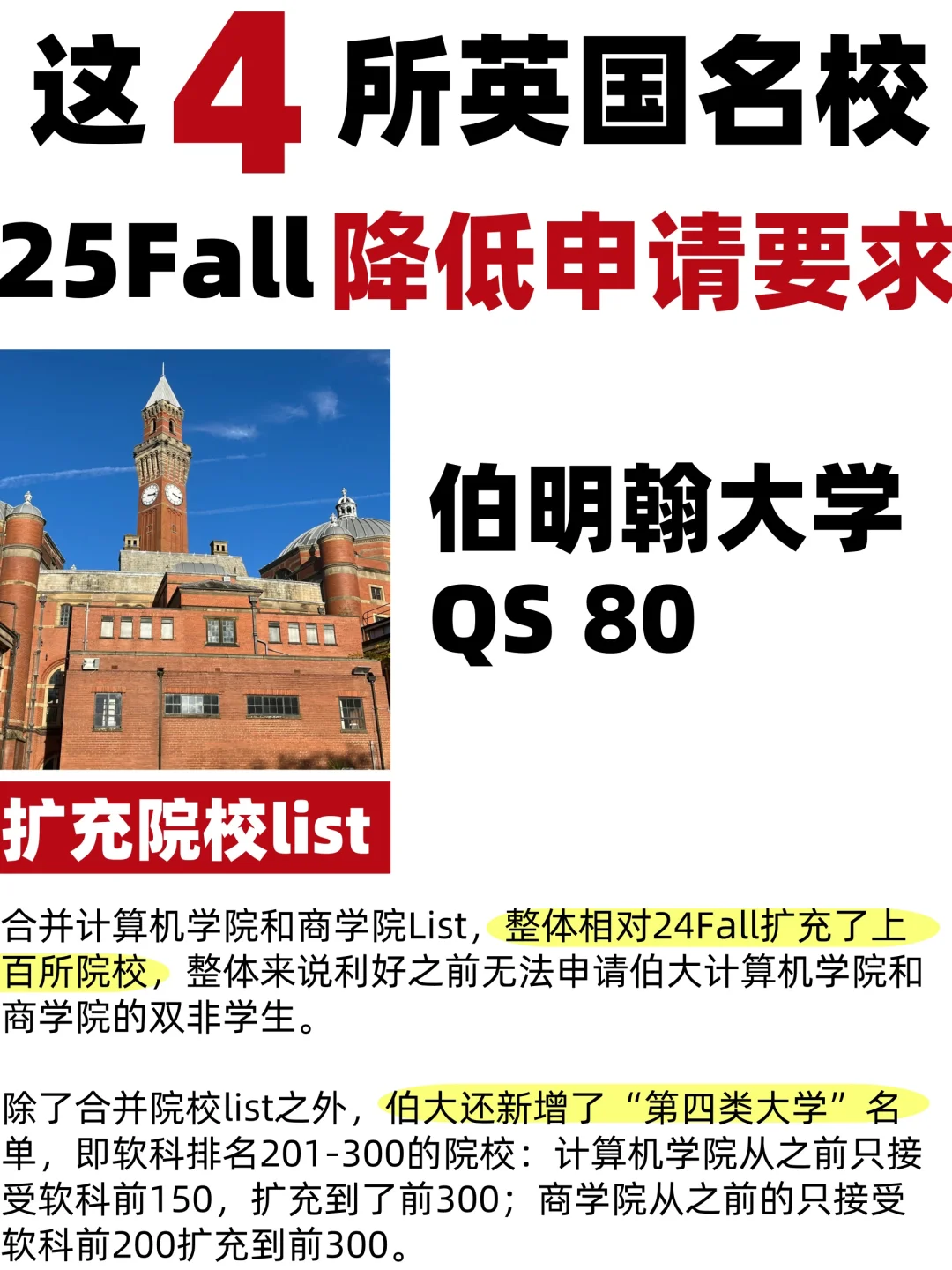 快冲！这四所英国大学降低了25fall入学门槛