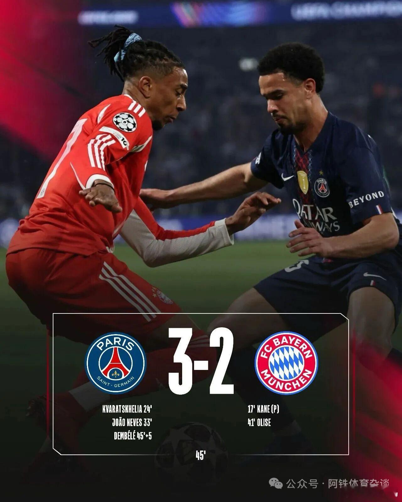巴黎圣日耳曼vs拜仁慕尼黑 题目很霸气，观点很犀利，是一篇颇有见地的赛后评论，倘