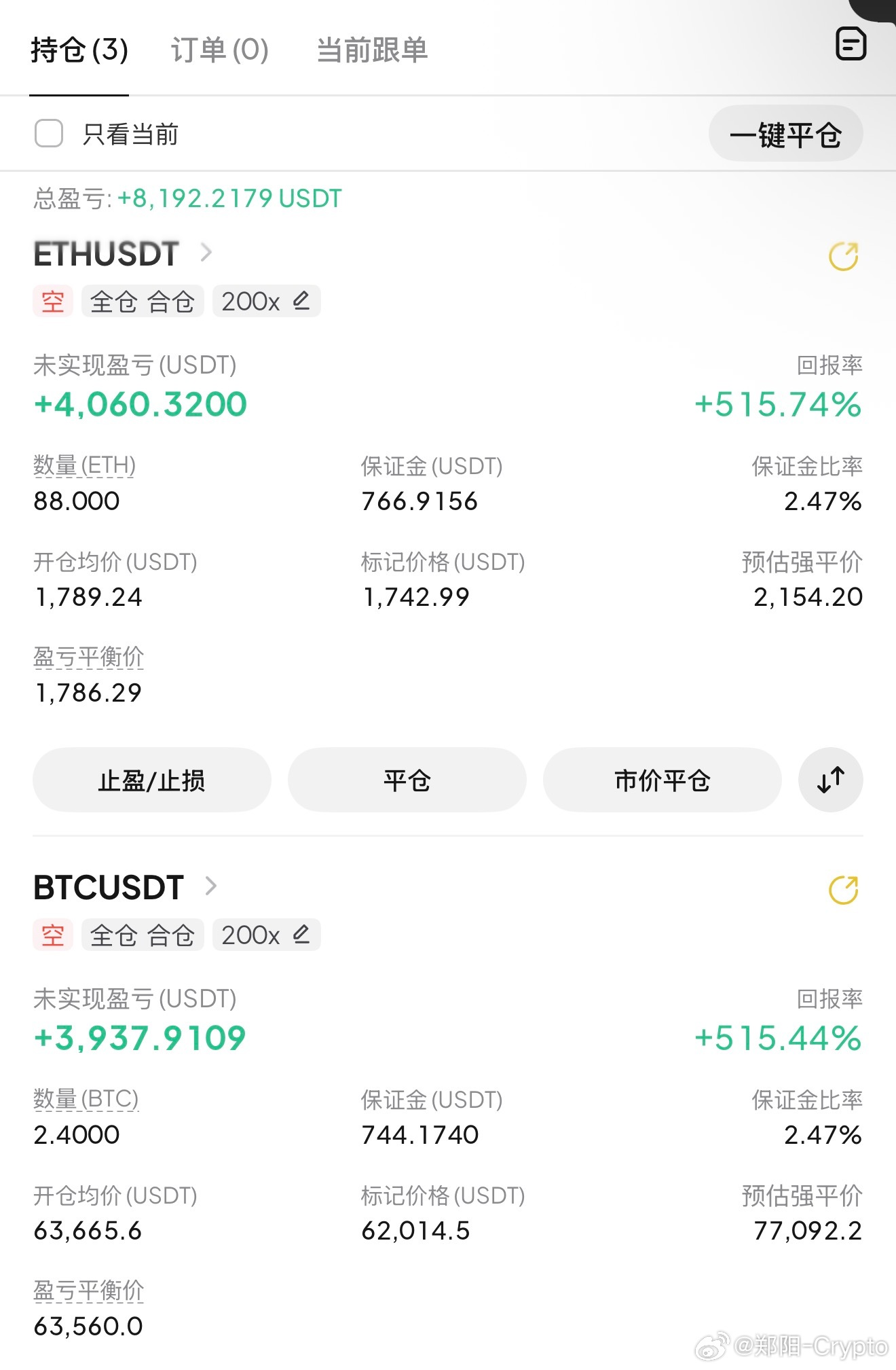 加速跌，终会到来，三个品种的空，稳收8100刀！ 