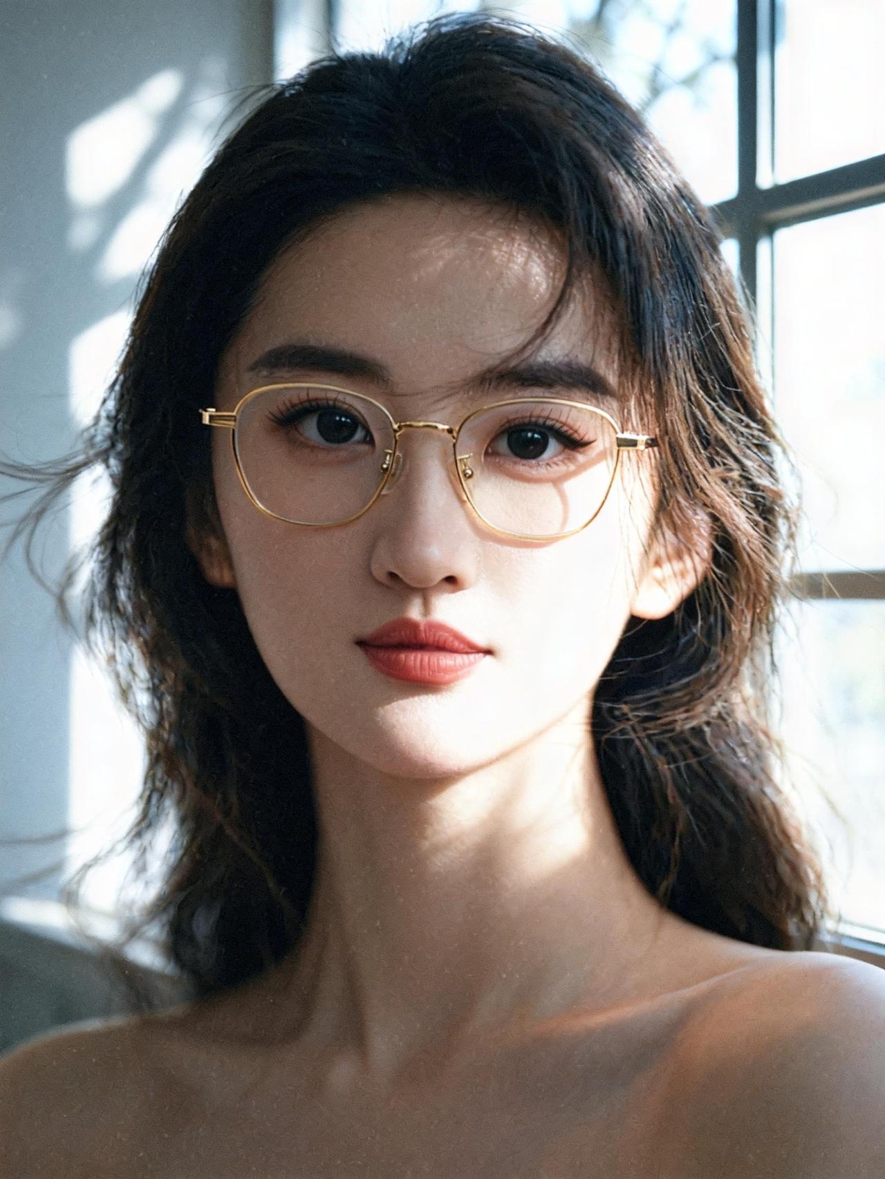 眼镜好看，自留推荐款金色镜写真 AI创作特效 抖音ai创作 美出高级感