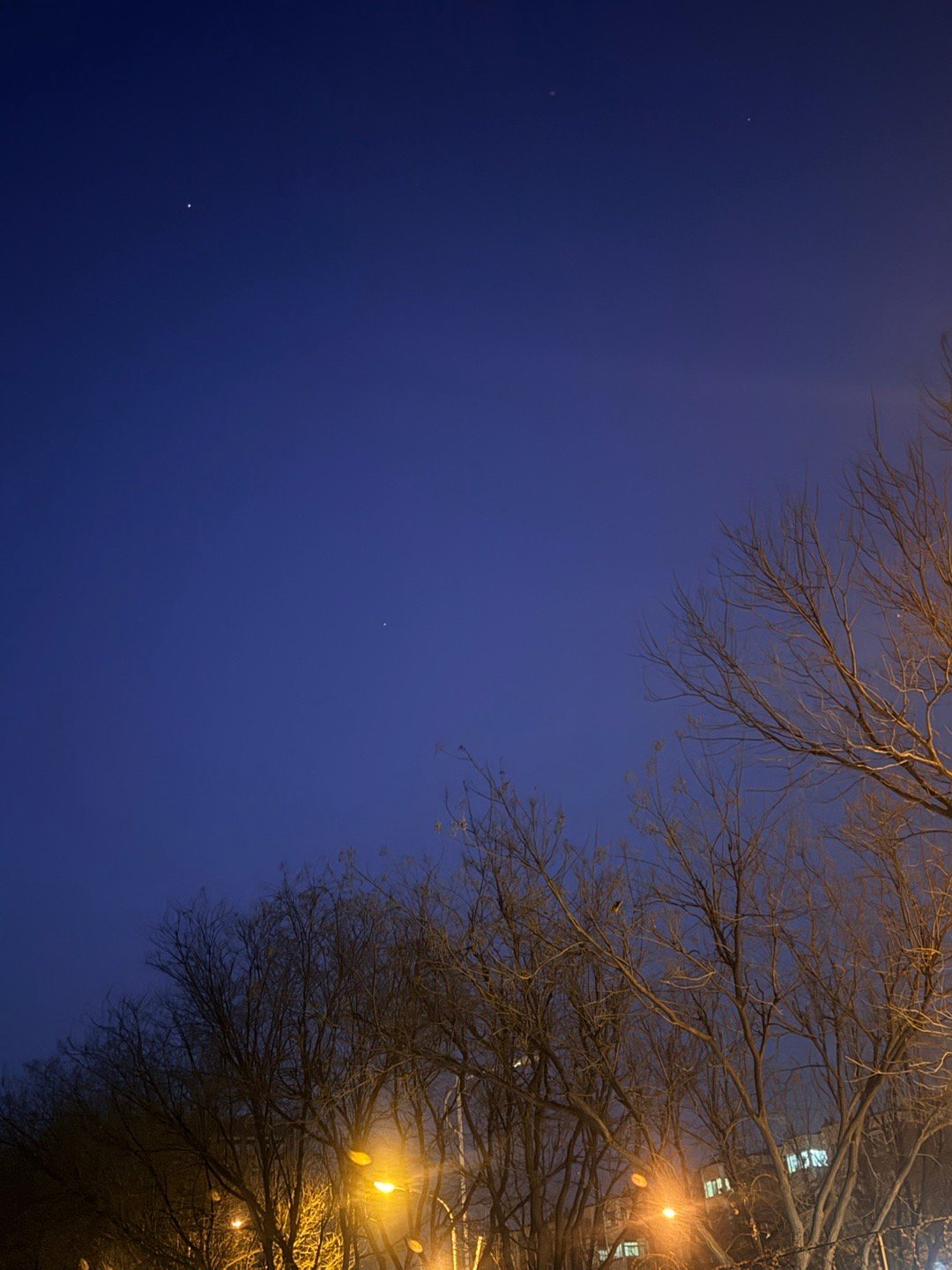大年初三的夜色安静，祥和