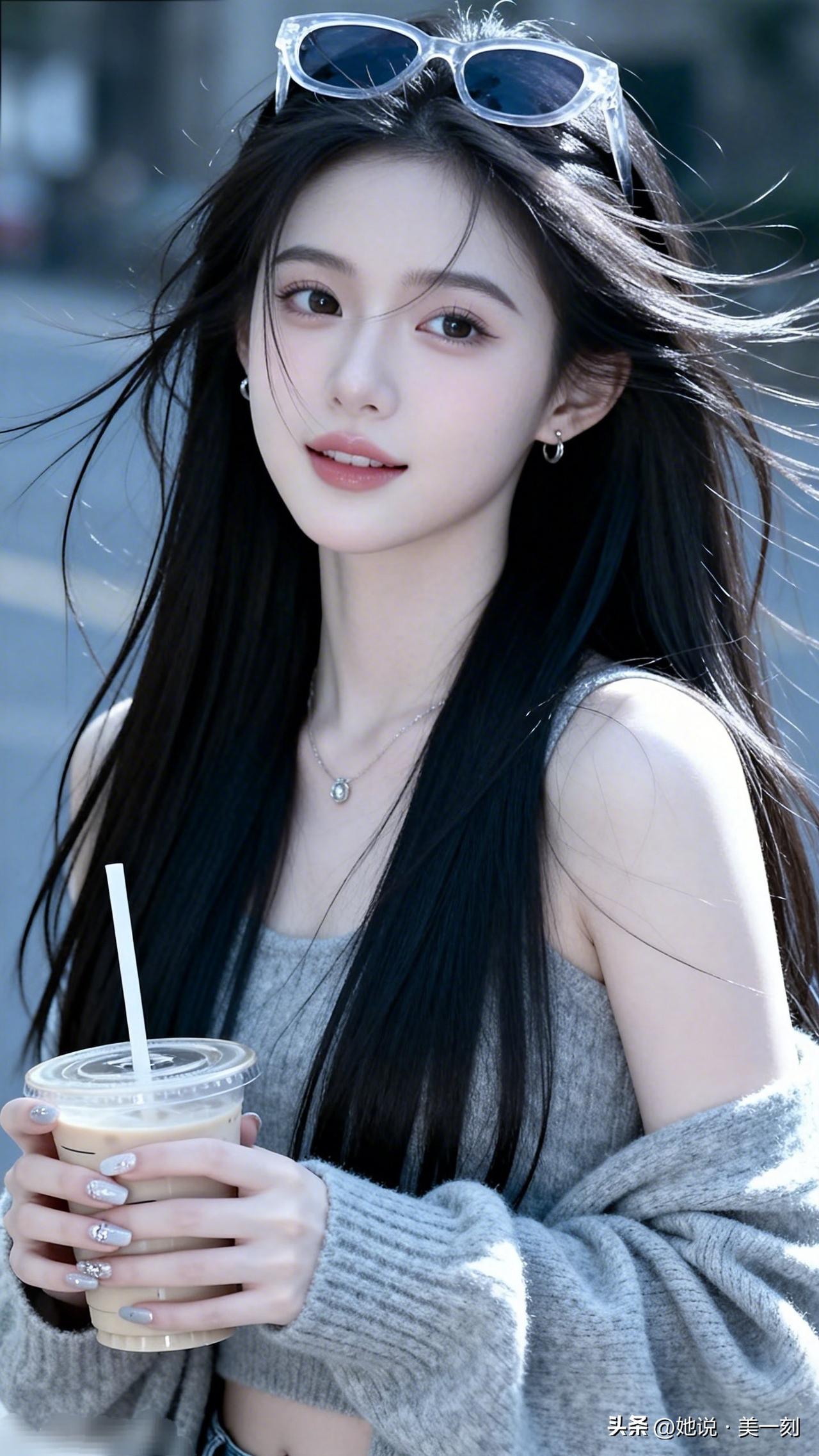 阳光下的甜美少女，手捧奶茶，享受美好时光 在穿搭上如何穿出高级感?