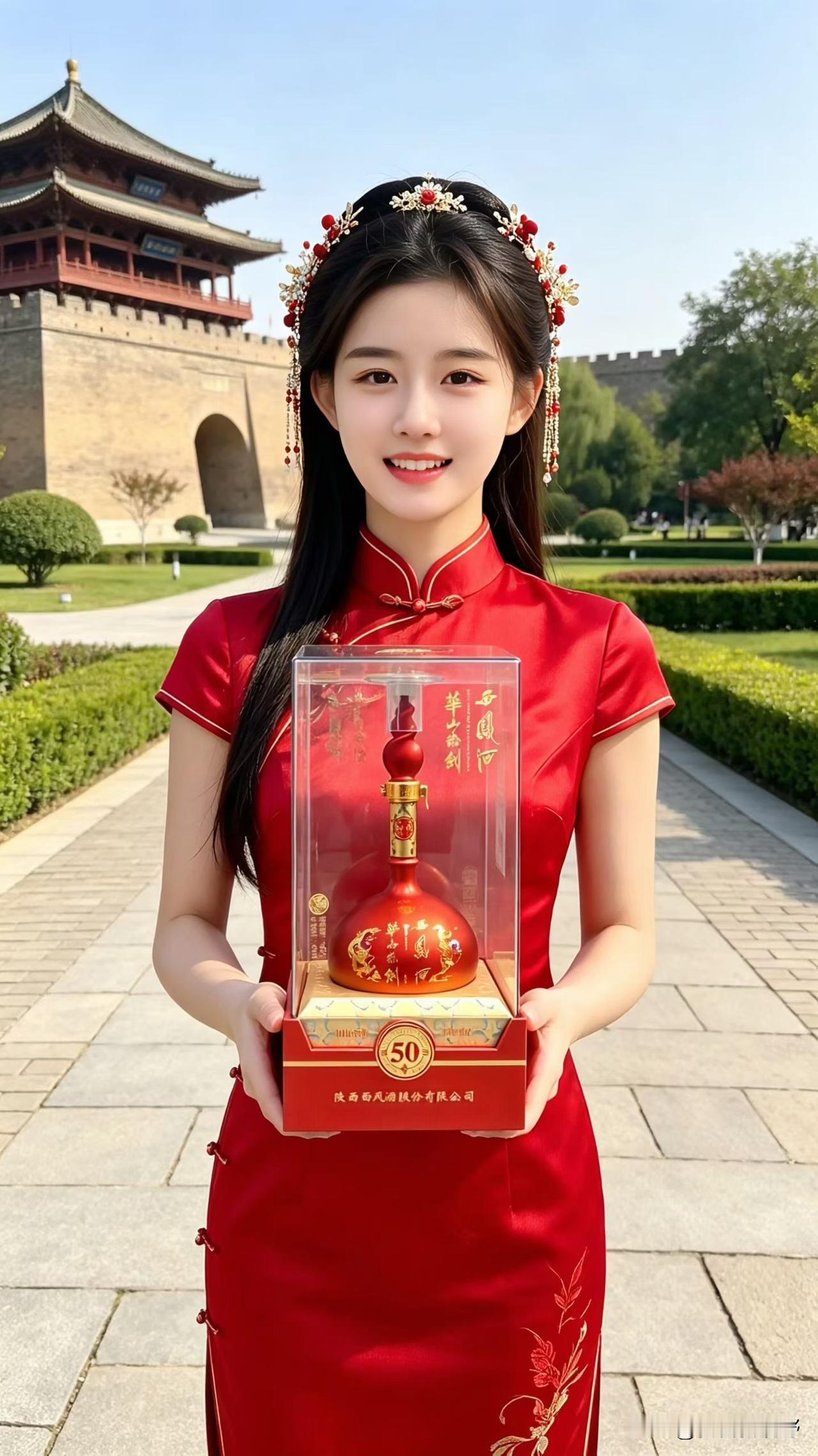 打卡古风打卡地，手捧华山论剑西凤酒，美哉！📸🏯汉服打卡景点 中式文化打卡地 