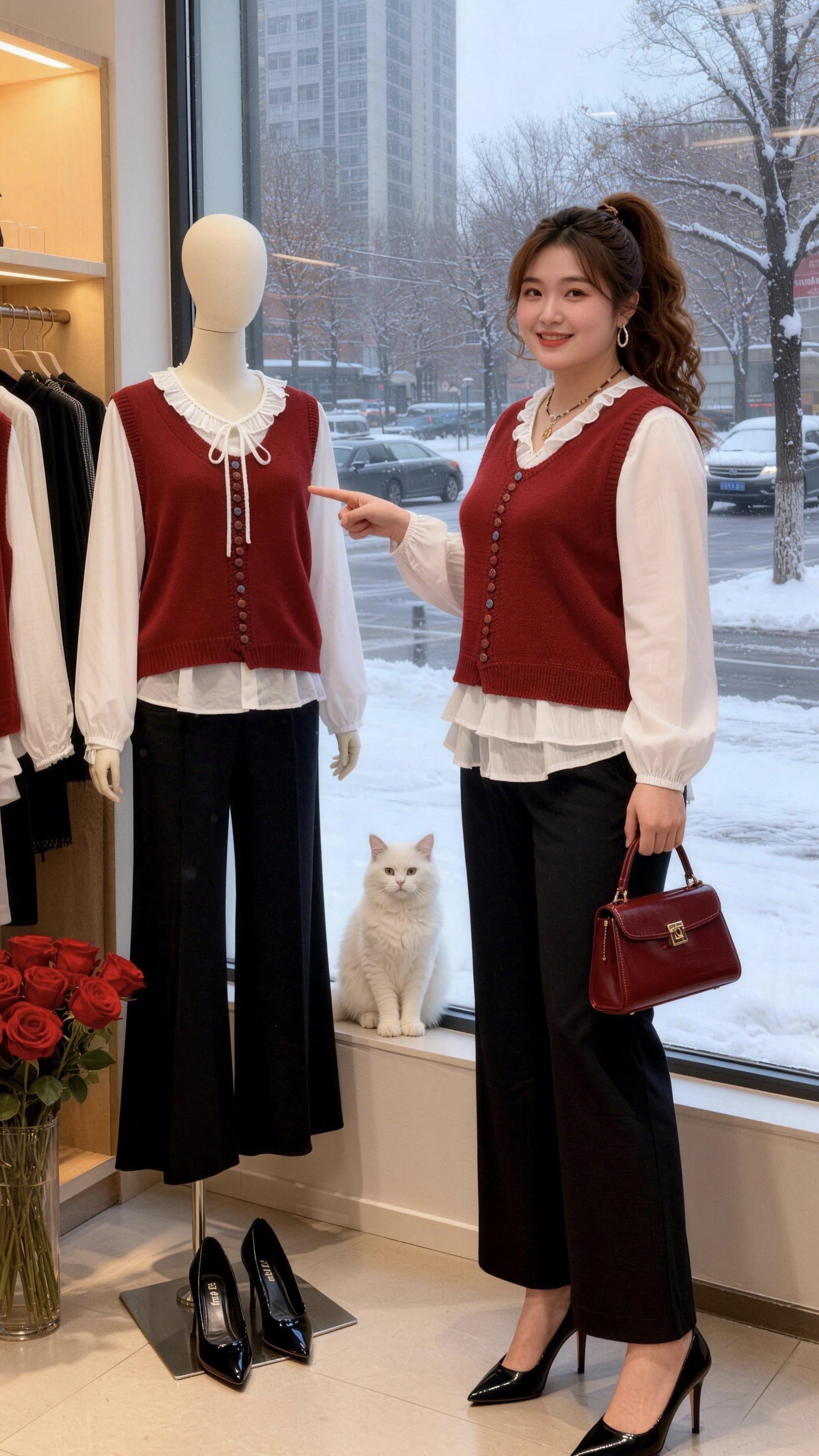 大码穿搭假两件针织衫开启我的2026穿搭第一弹当我找到了适合的穿搭梨形身材穿搭