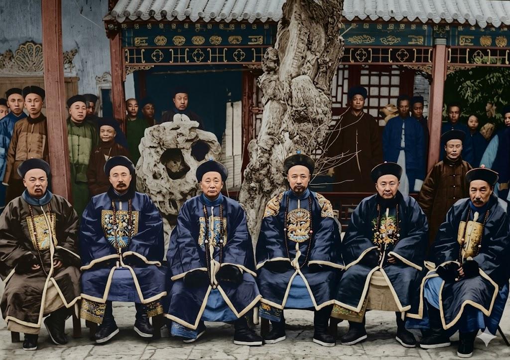 这张合影，记录了清末总理各国事务衙门的核心官员，前排就坐的是当时清廷外交与洋务的