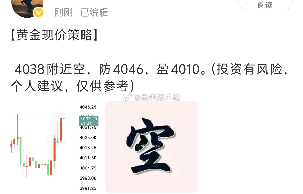 【黄金空单止损出局】黄金4038附近进空止损了，耐心等待下一单即可。 