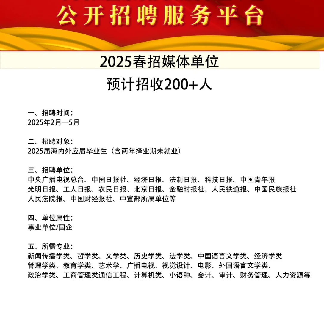 2025媒体单位春招启动丨预计招收200+