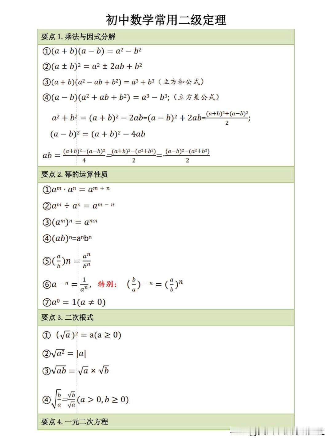 【初中常用二级定理，选填速度翻倍】
初中数学，中考必背，二级定理，数学资料分享！