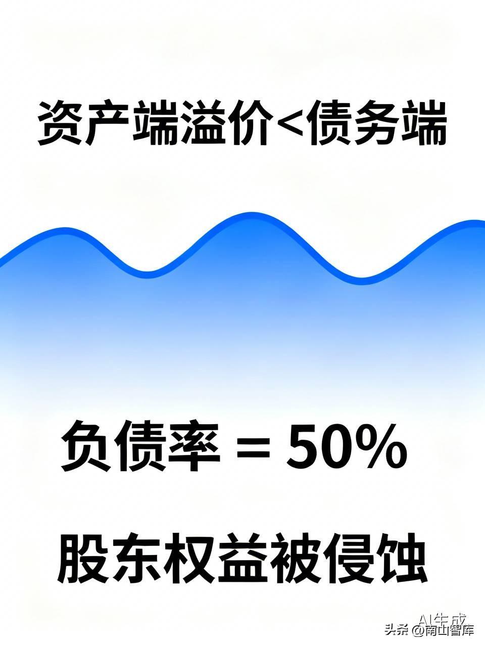 当“资产端溢价 < 债务端”且负债率=50%时，你的股东权益（净资产）正在被债务