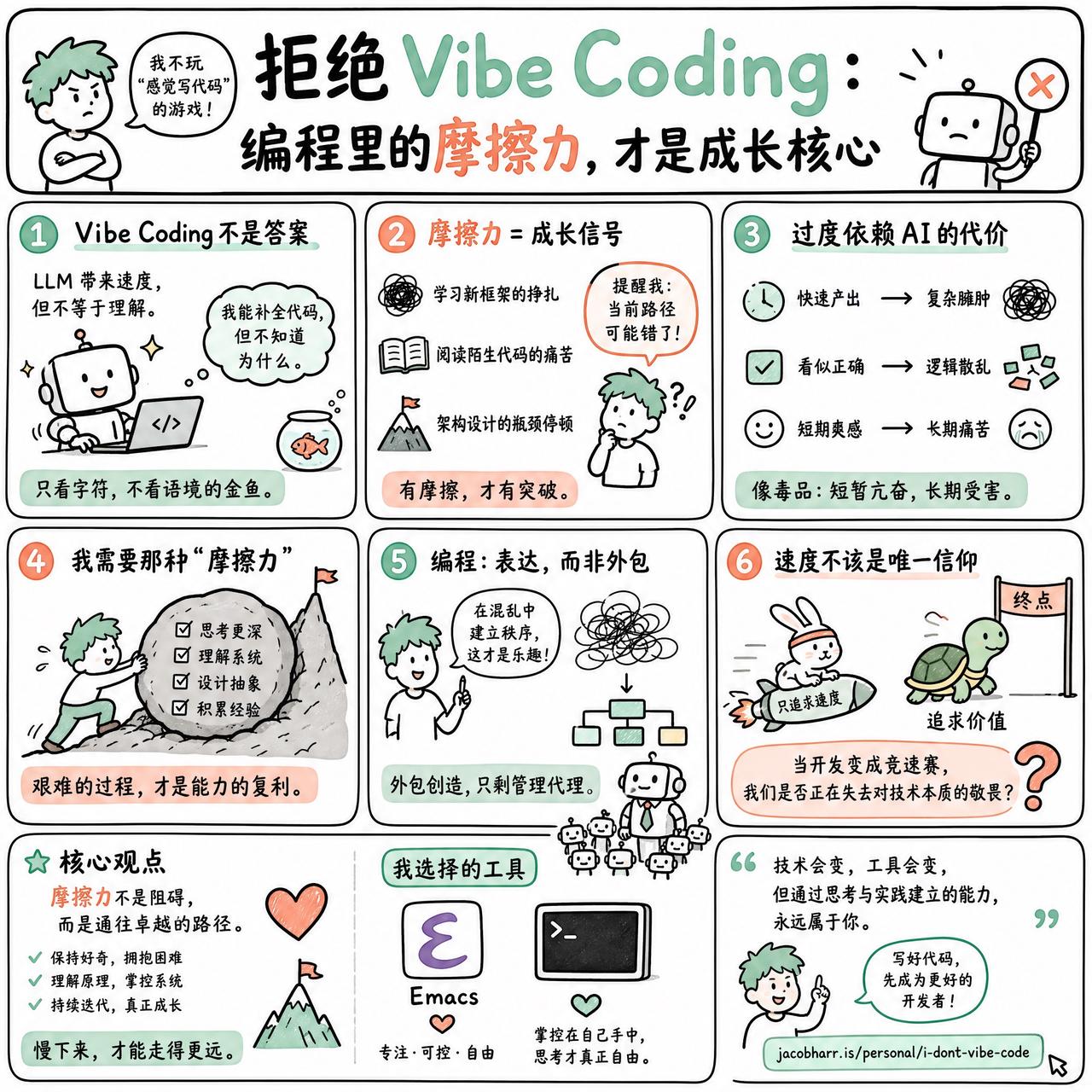 【拒绝Vibe Coding：编程里的摩擦力，才是成长核心】

快速阅读：这篇文