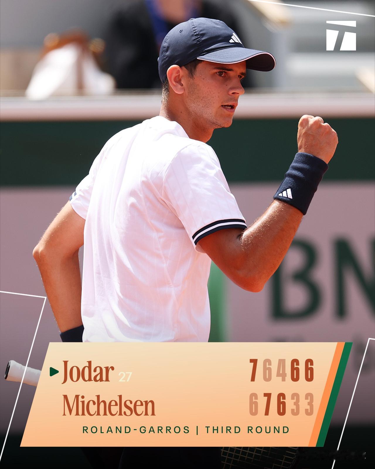 霍达尔3-2米克尔森
连续两场5盘大战获胜。
拉法首次在大满贯赛中进入16强。 