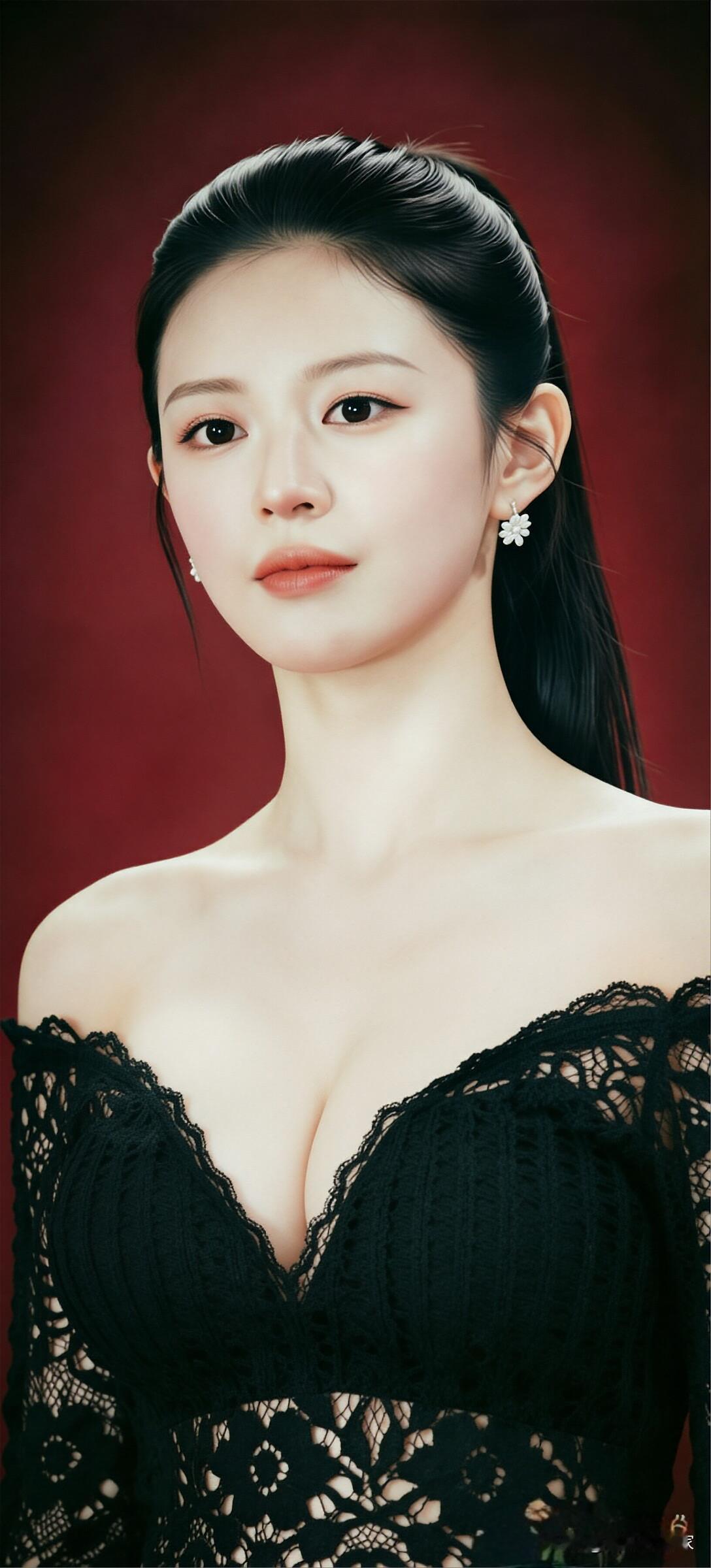 整容模板高允真(二)

乌黑顺滑的低马尾利落垂落，勾勒出优美修长的肩颈线条。精致