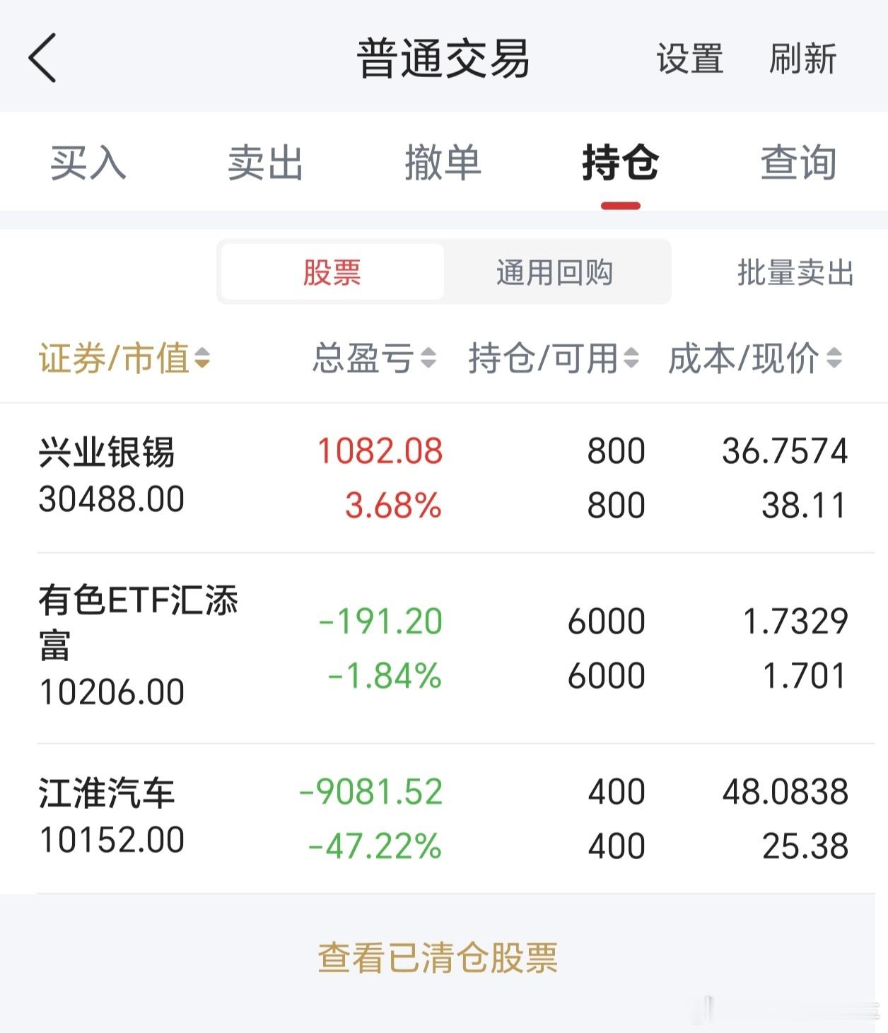 我的股票终于回来了，唯独江淮这股票估计真的回不来了，看来尊界也救不了江淮股票。 
