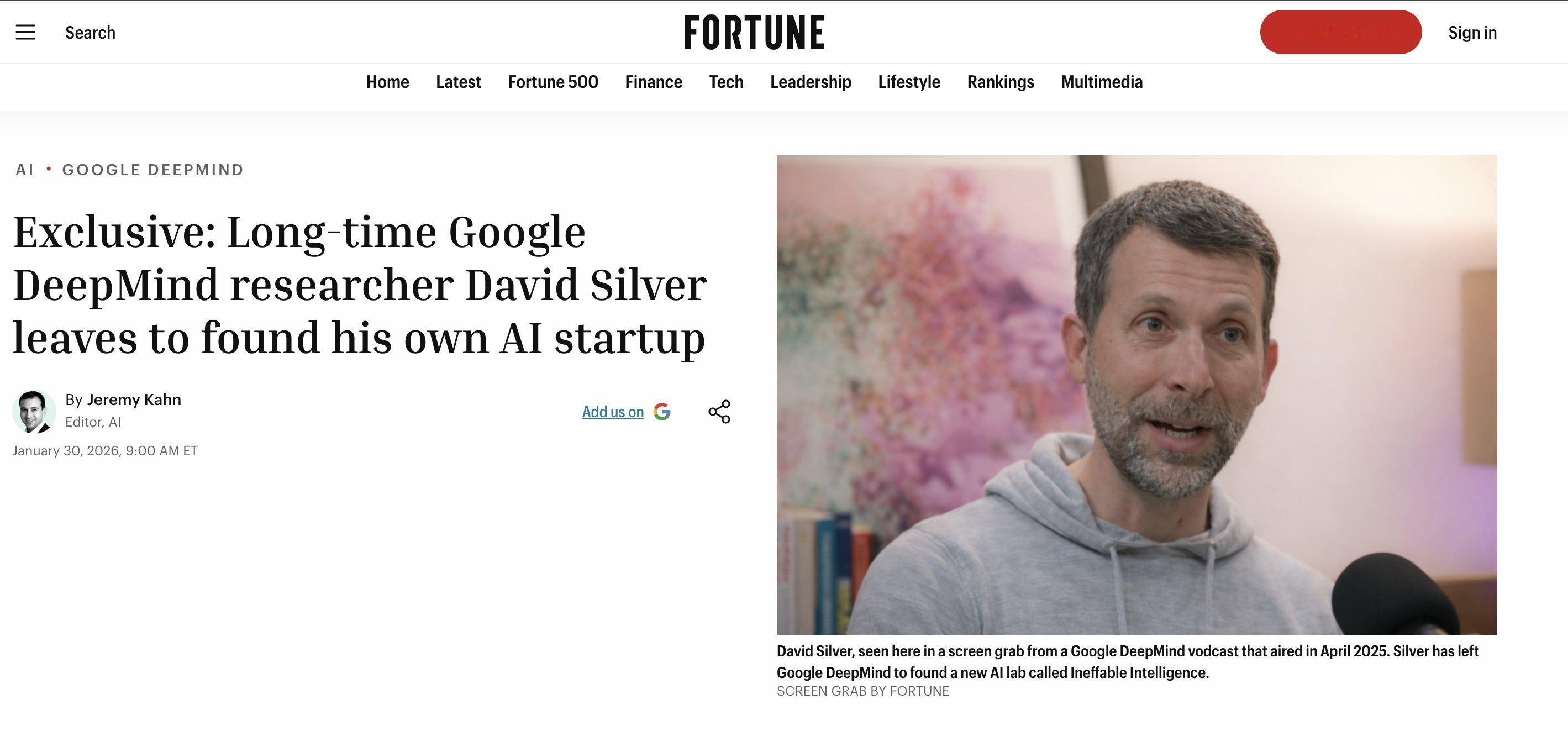 周末 AI 圈最大的新闻可能是这个事：DeepMind 创始员工之一、强化学习副