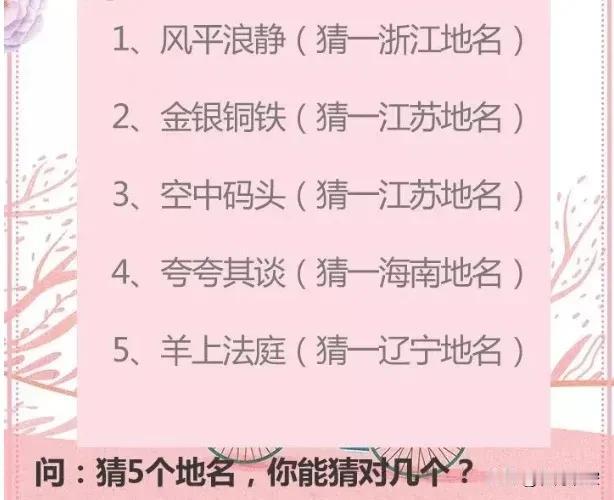 动脑游戏 |猜地名谜语，你猜对几个？太绝了！