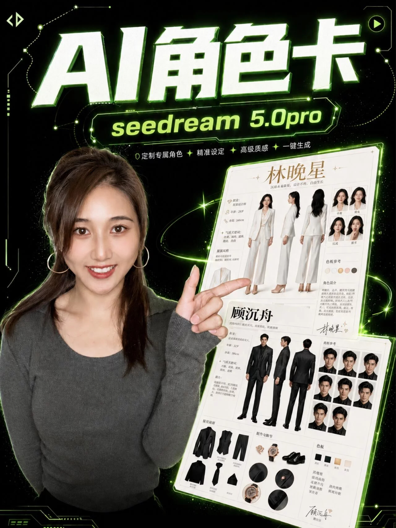 人物角色卡提示词！Seedream 5.0 Pro轻松把角色设定整明白How I