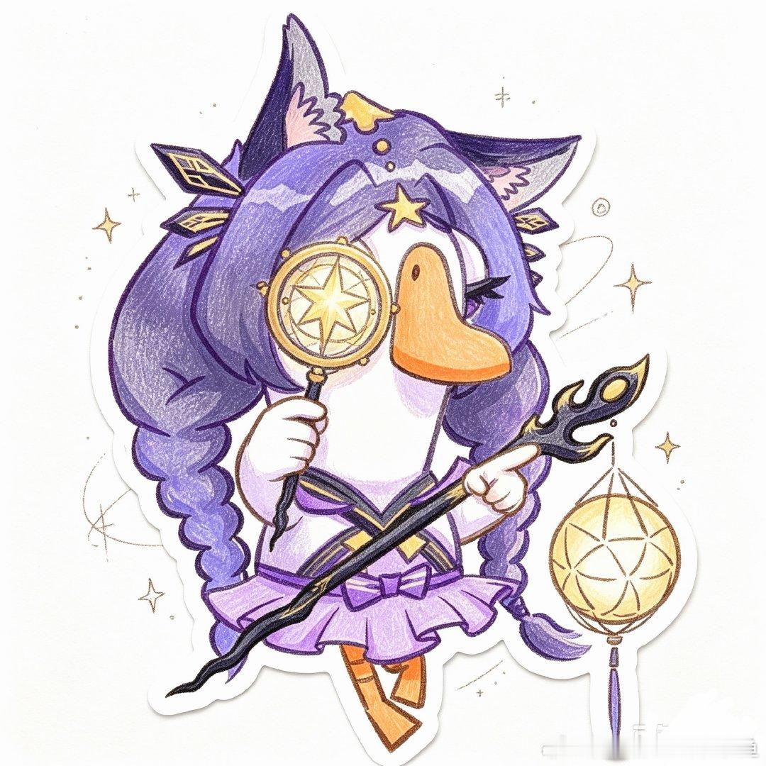 鹅鸭江湖二创～在鹅鸭杀选好门派了～鹅鸭江湖 玄学衍天宗小鹅上🧵！紫麻花辫＋狐狸