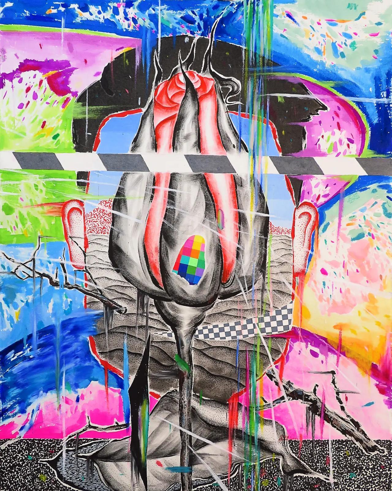 卢守辉作品《照见自我》二。照见自我二，皮纸综合材料，120×97cm，2026。