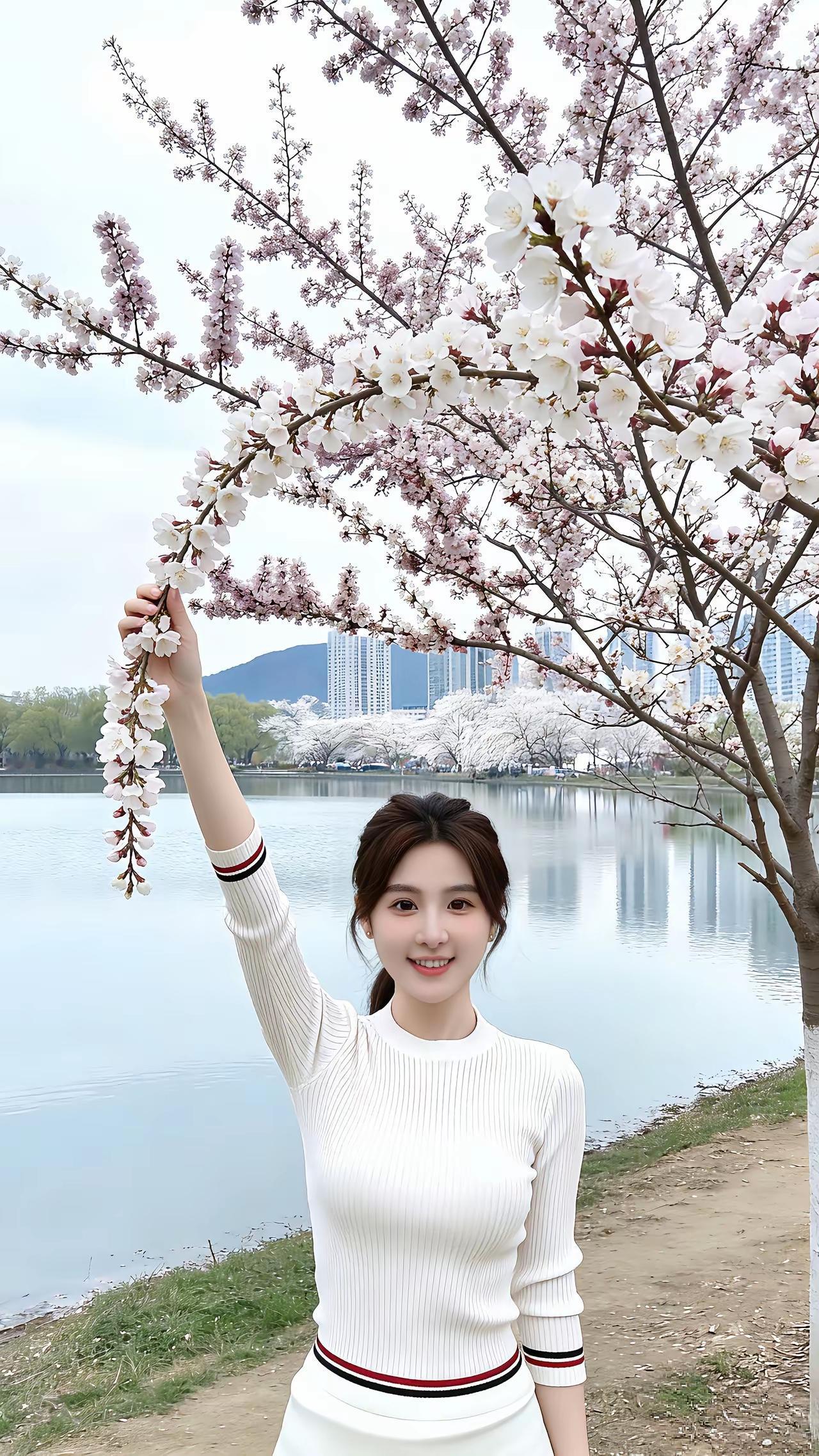 不必追逐远方的风景，用心感受当下的花开花落，便是最好的修行。

春风拂过湖畔，樱