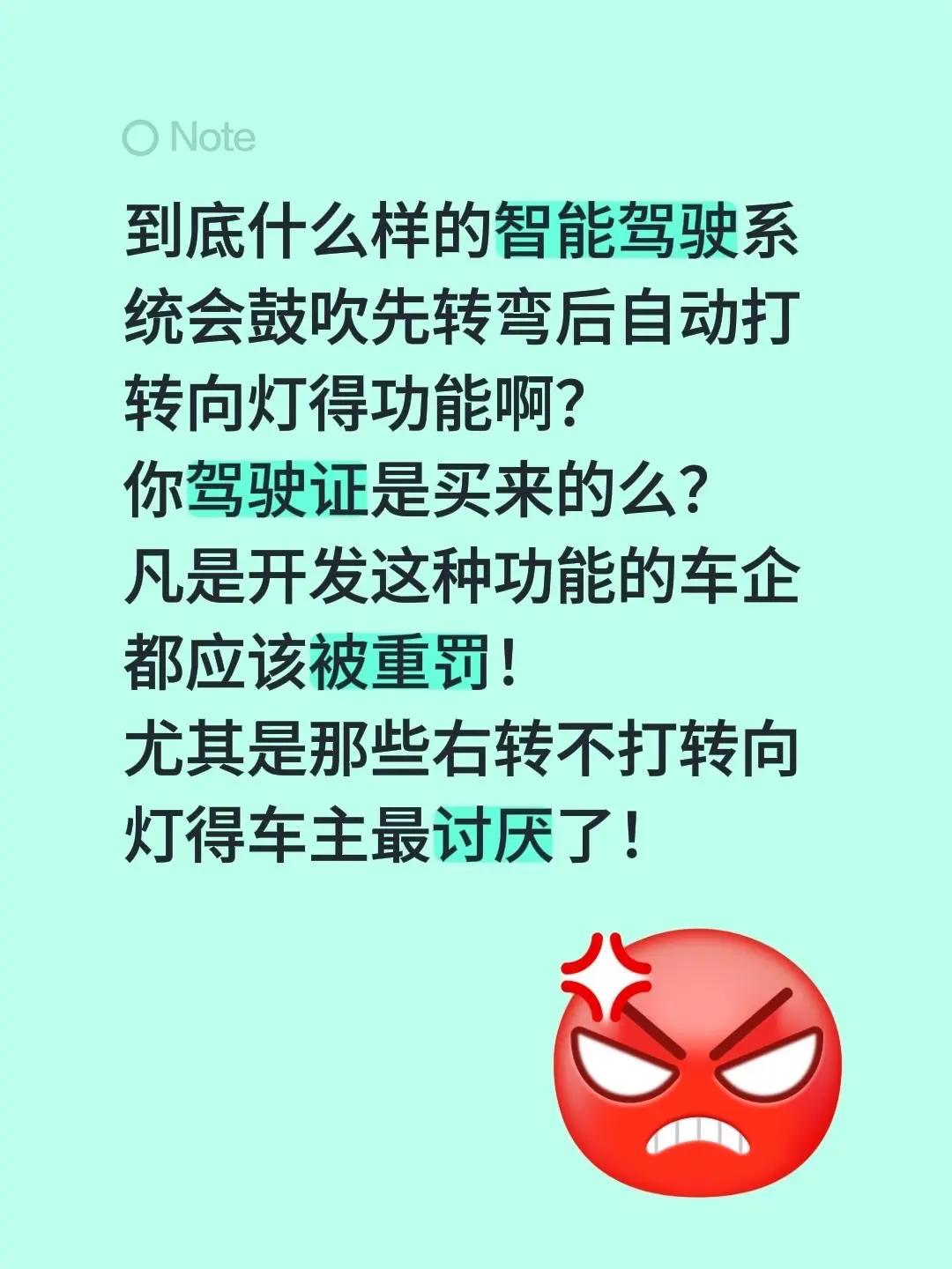 到底什么样的智能驾驶系统会鼓吹先转弯后自动打转向灯得功能啊？你驾驶证是买来的么？