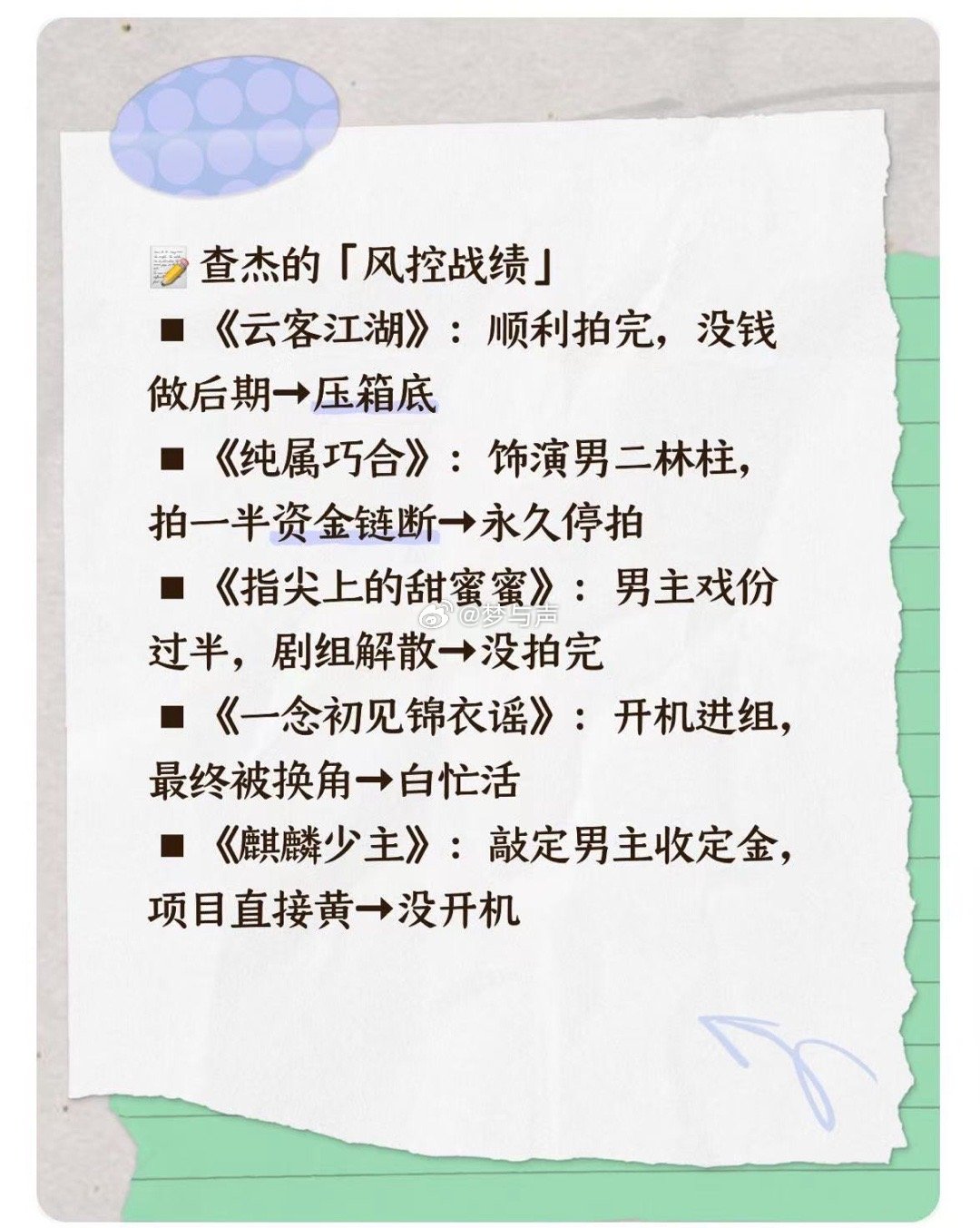 查杰演员查杰 别人接戏看剧本看班底，查杰接戏看剧组气运，结果还是难逃“查杰魔咒”