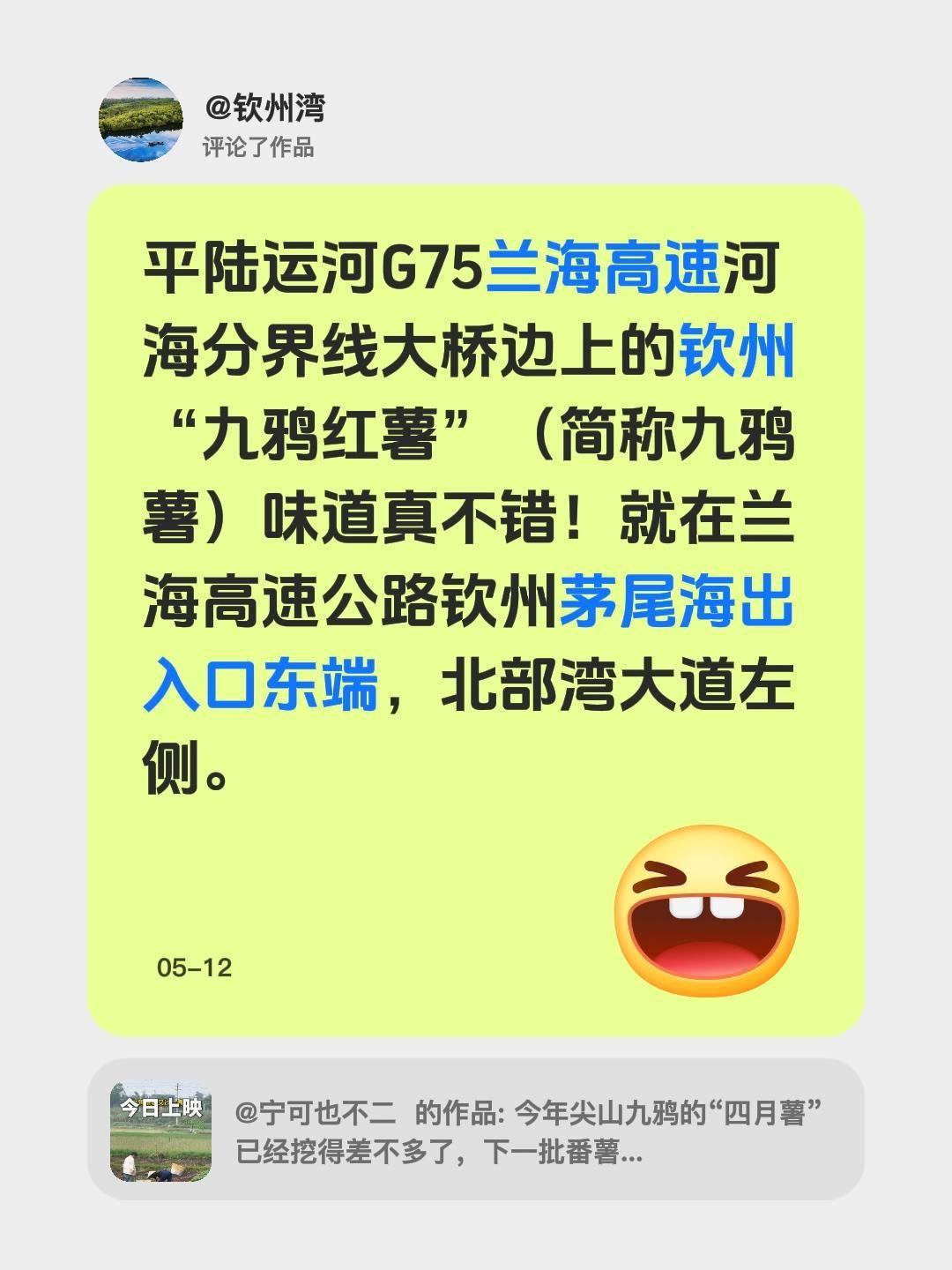 我评论了@宁可也不二 󰠇 的作品：
平陆运河G75兰海高速河海分界线大桥边上的