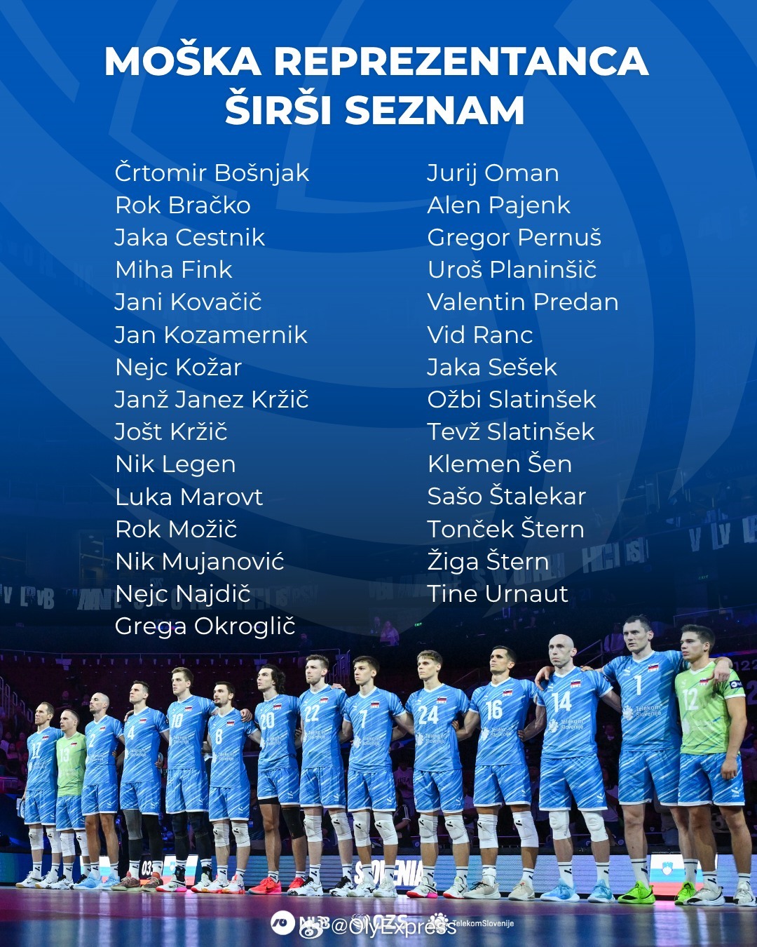 【斯洛文尼亚男排大名单公布 切布伊继续缺席】国家排球联赛国际排坛动态 3月24日